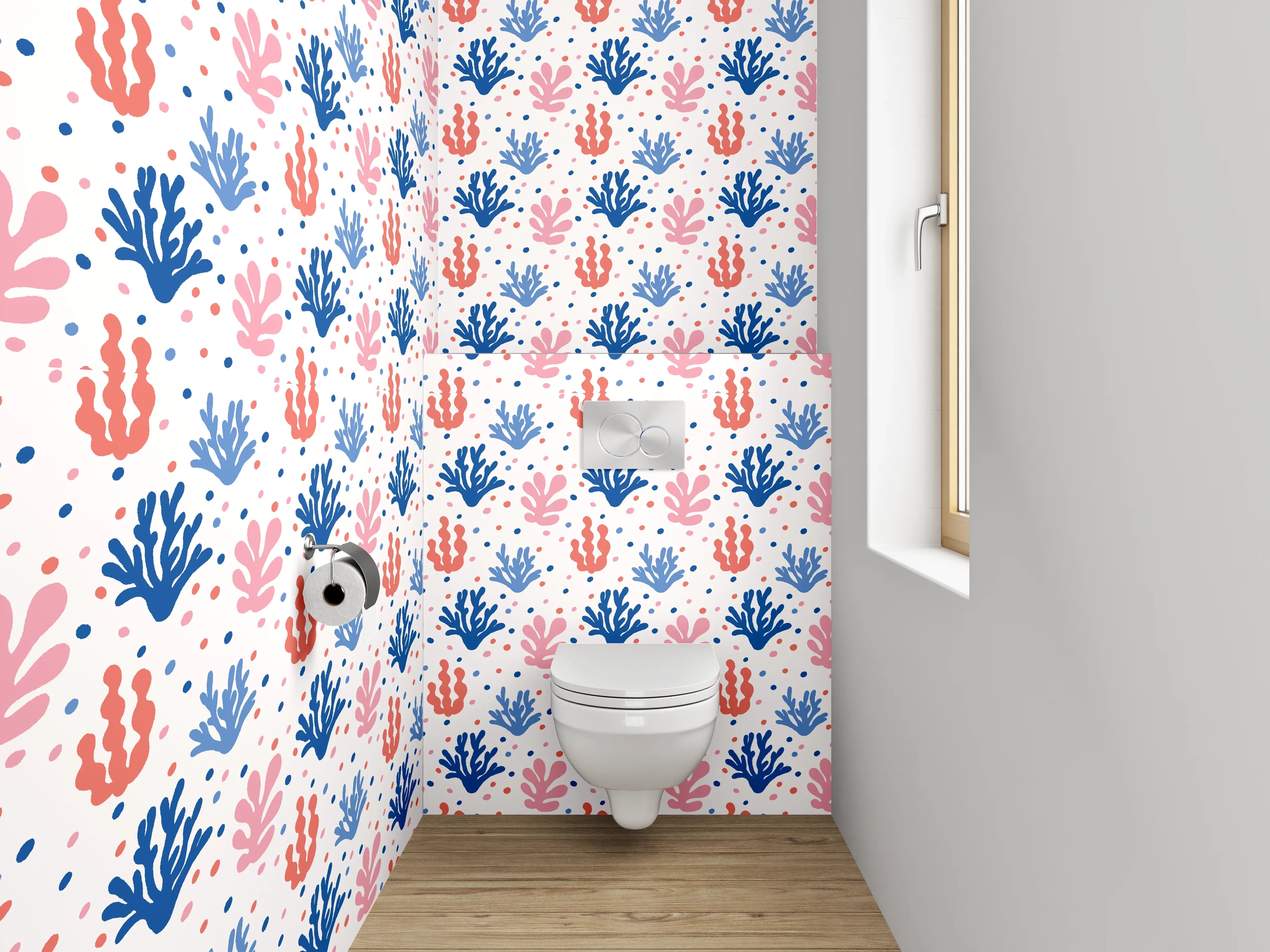 WC-Rückwand - Maritime Korallen Muster rosa blau