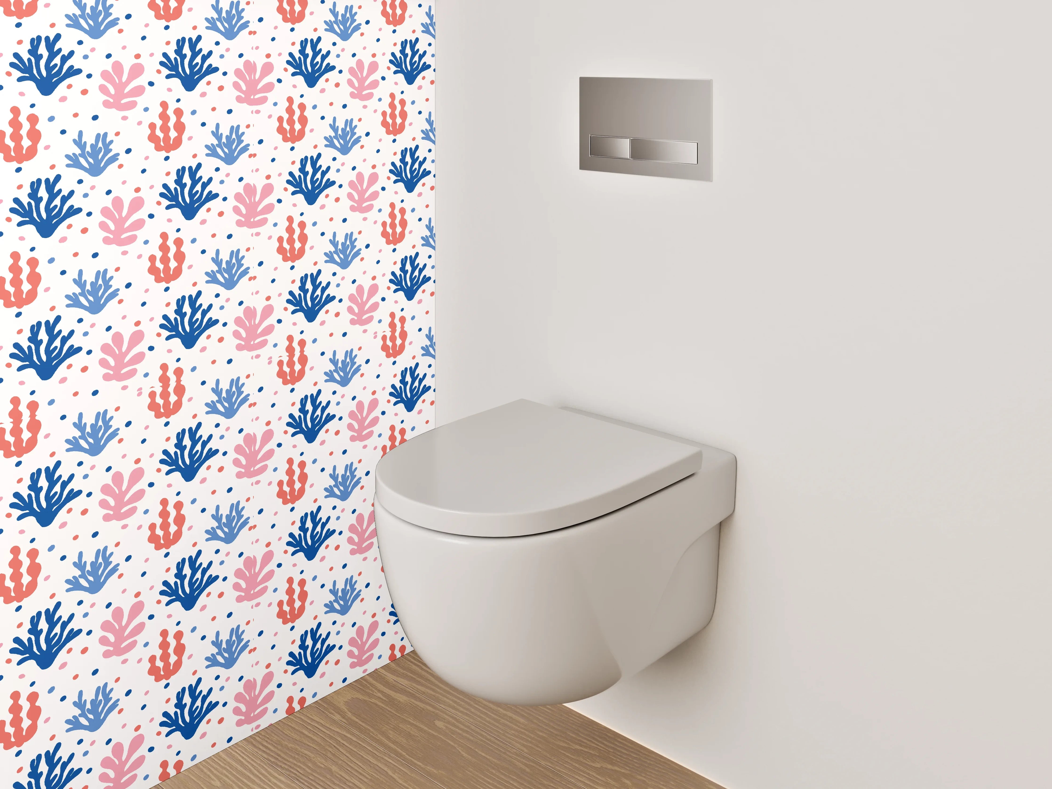 WC-Rückwand - Maritime Korallen Muster rosa blau