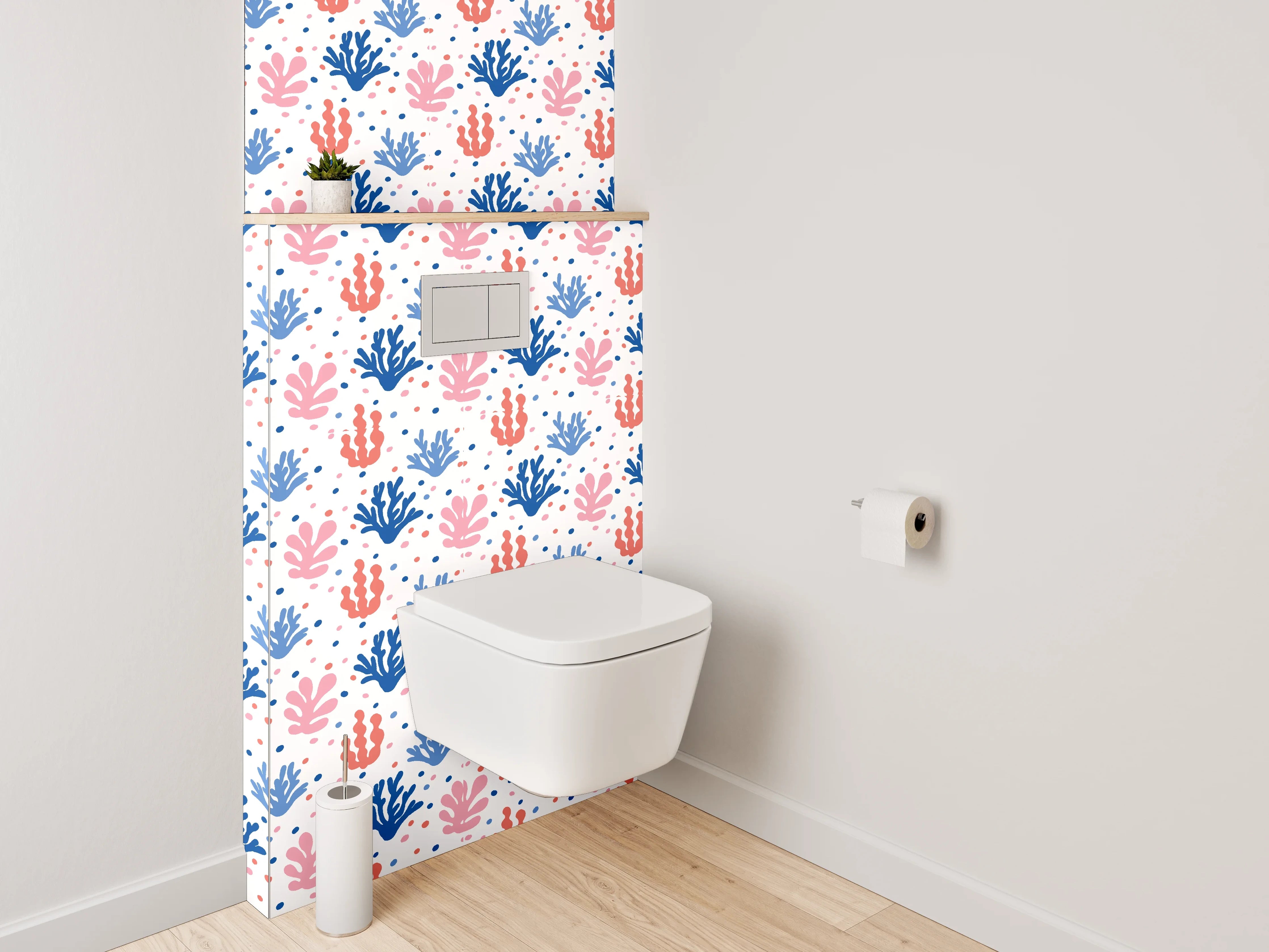 WC-Rückwand - Maritime Korallen Muster rosa blau