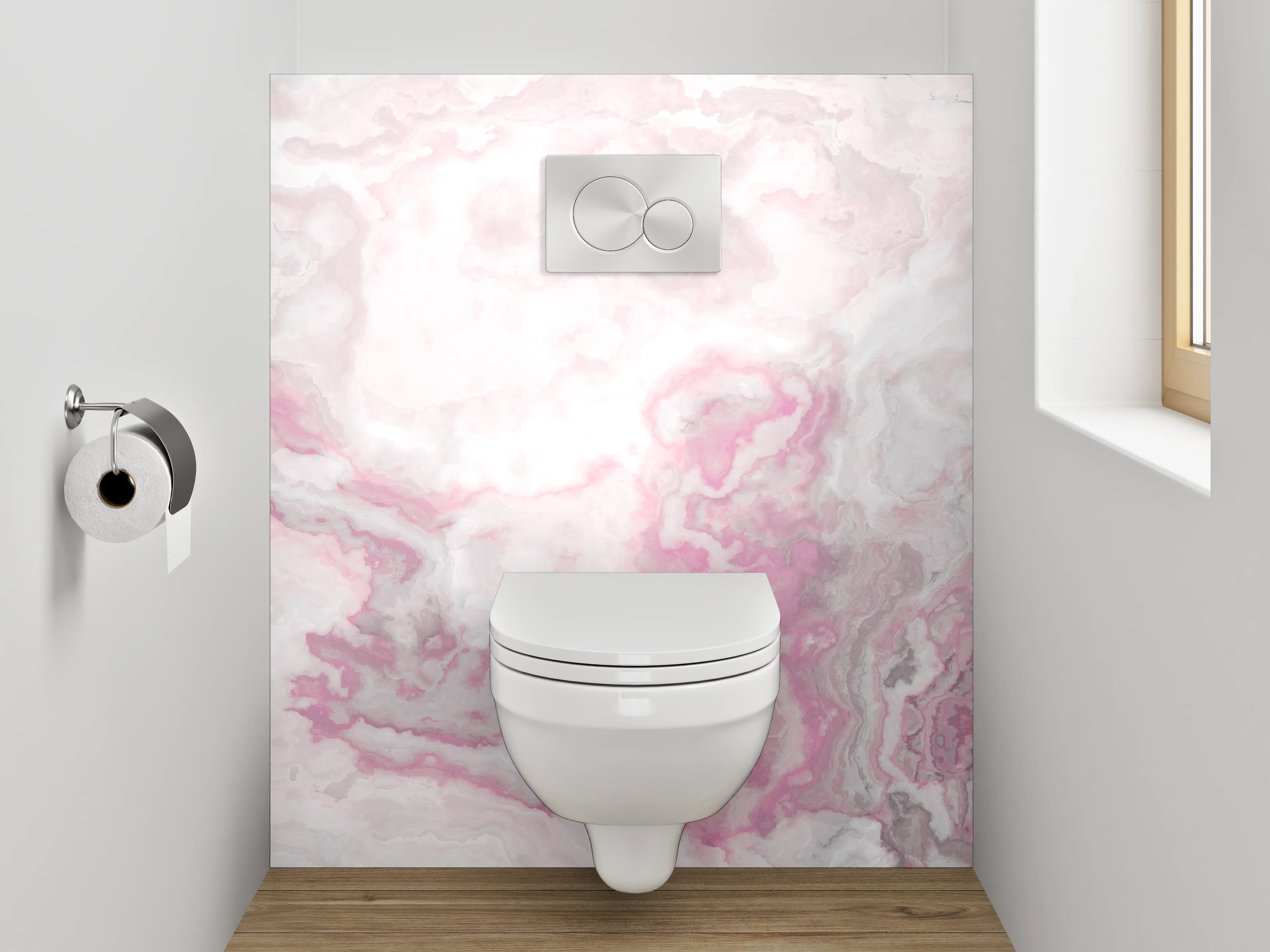 WC-Rückwand - Marmor-Design Rosa Weiß Grau