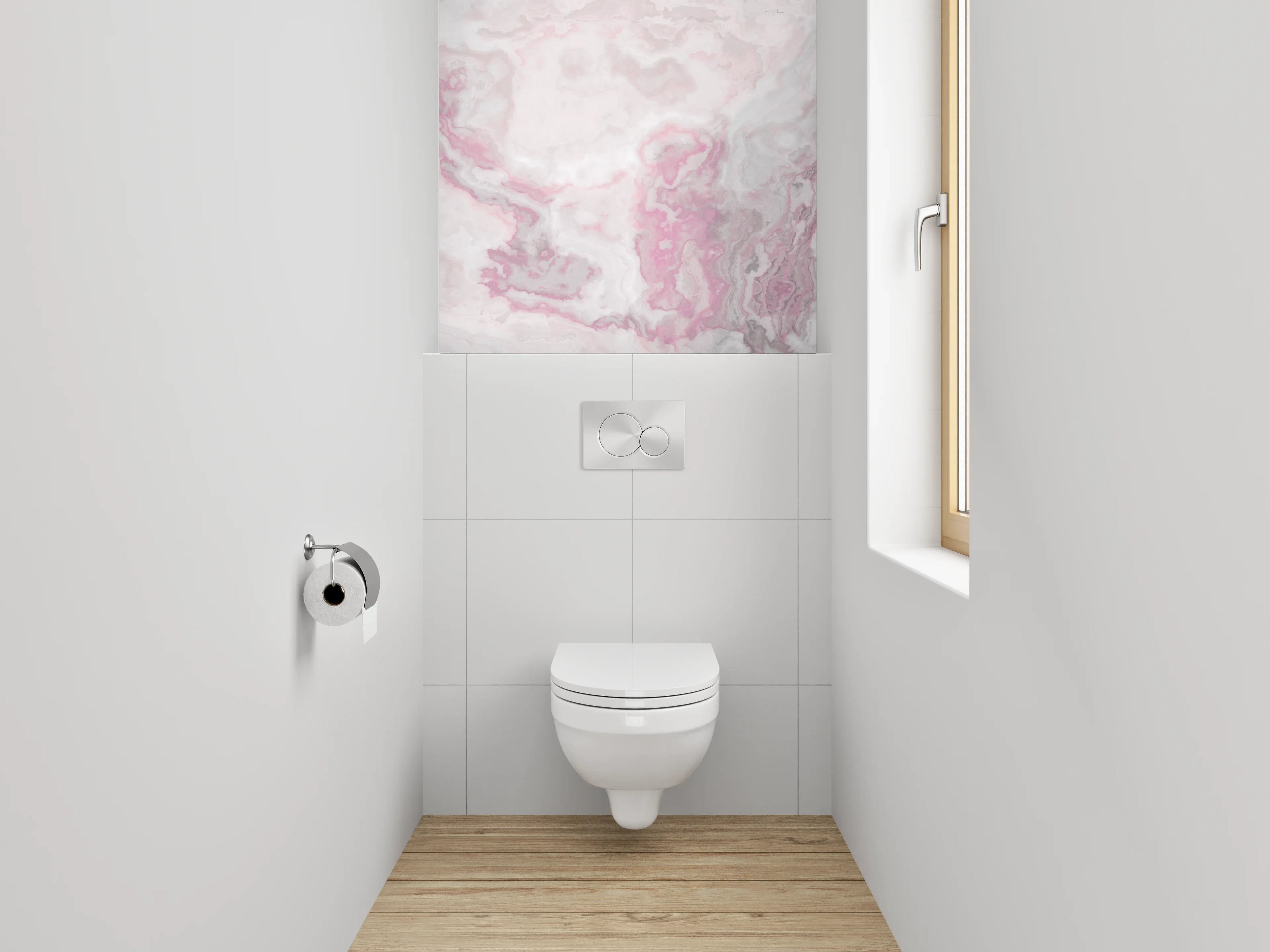 WC-Rückwand - Marmor-Design Rosa Weiß Grau