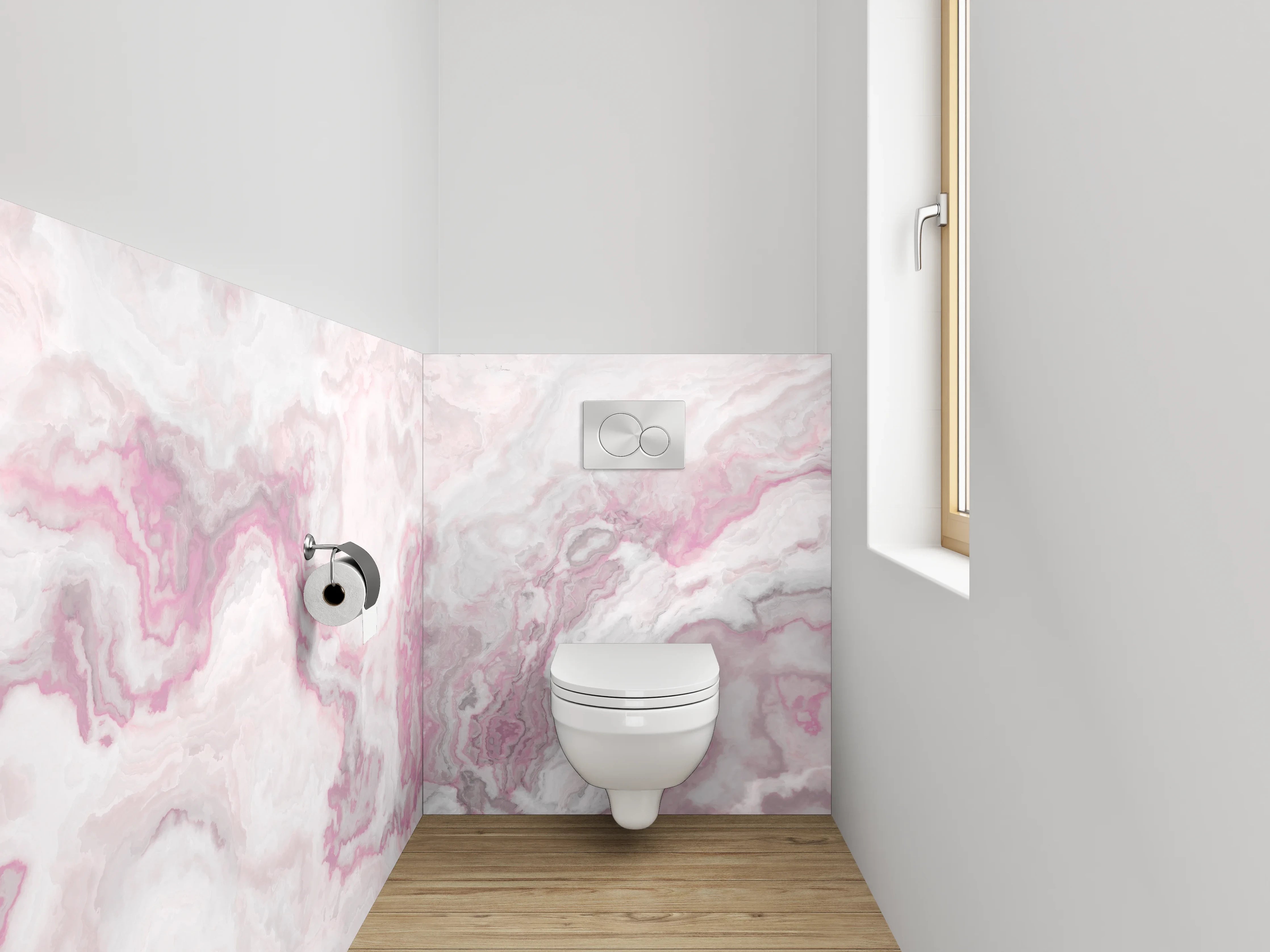WC-Rückwand - Marmor-Design Rosa Weiß Grau