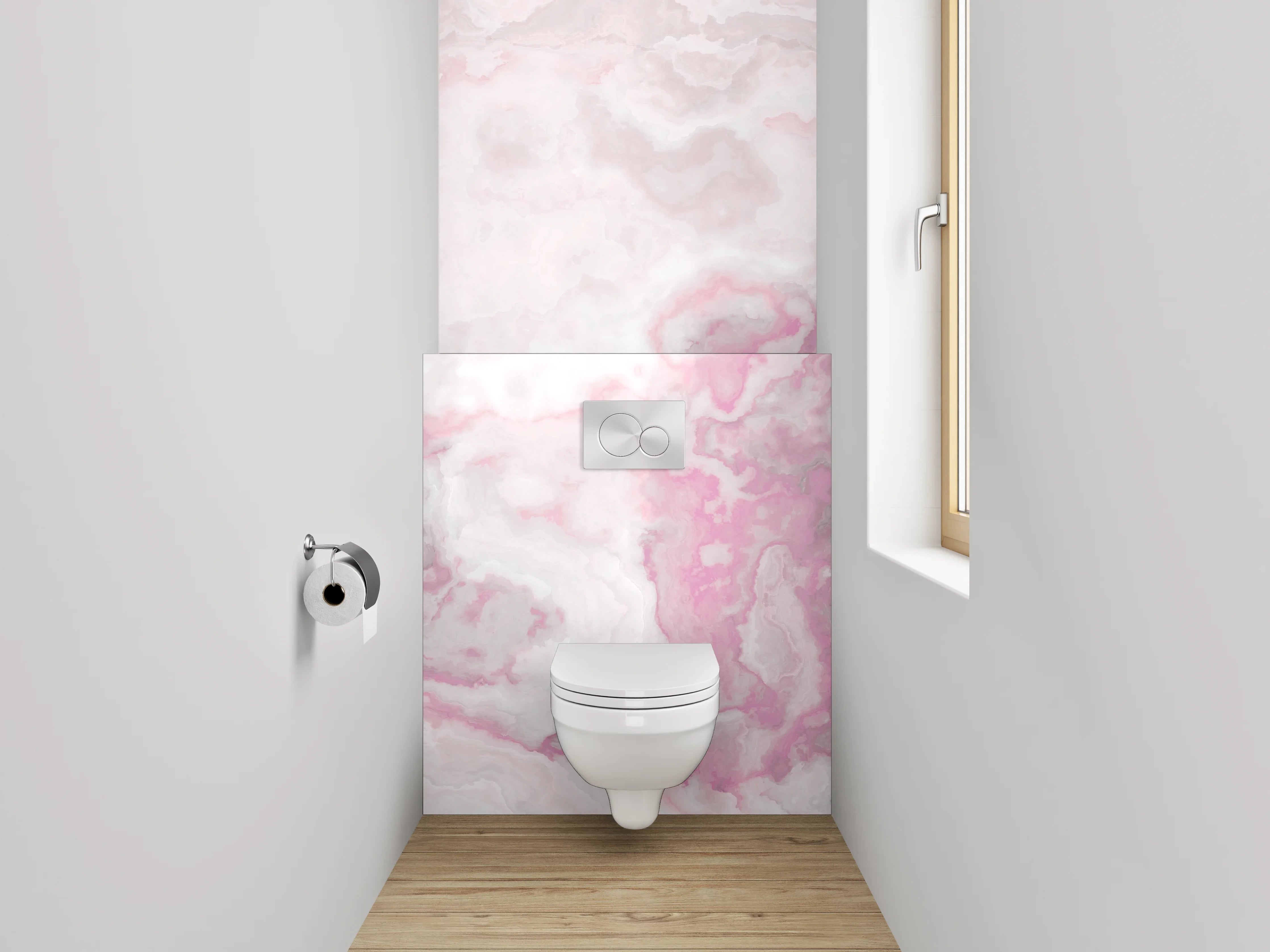 WC-Rückwand - Marmor-Design Rosa Weiß Grau