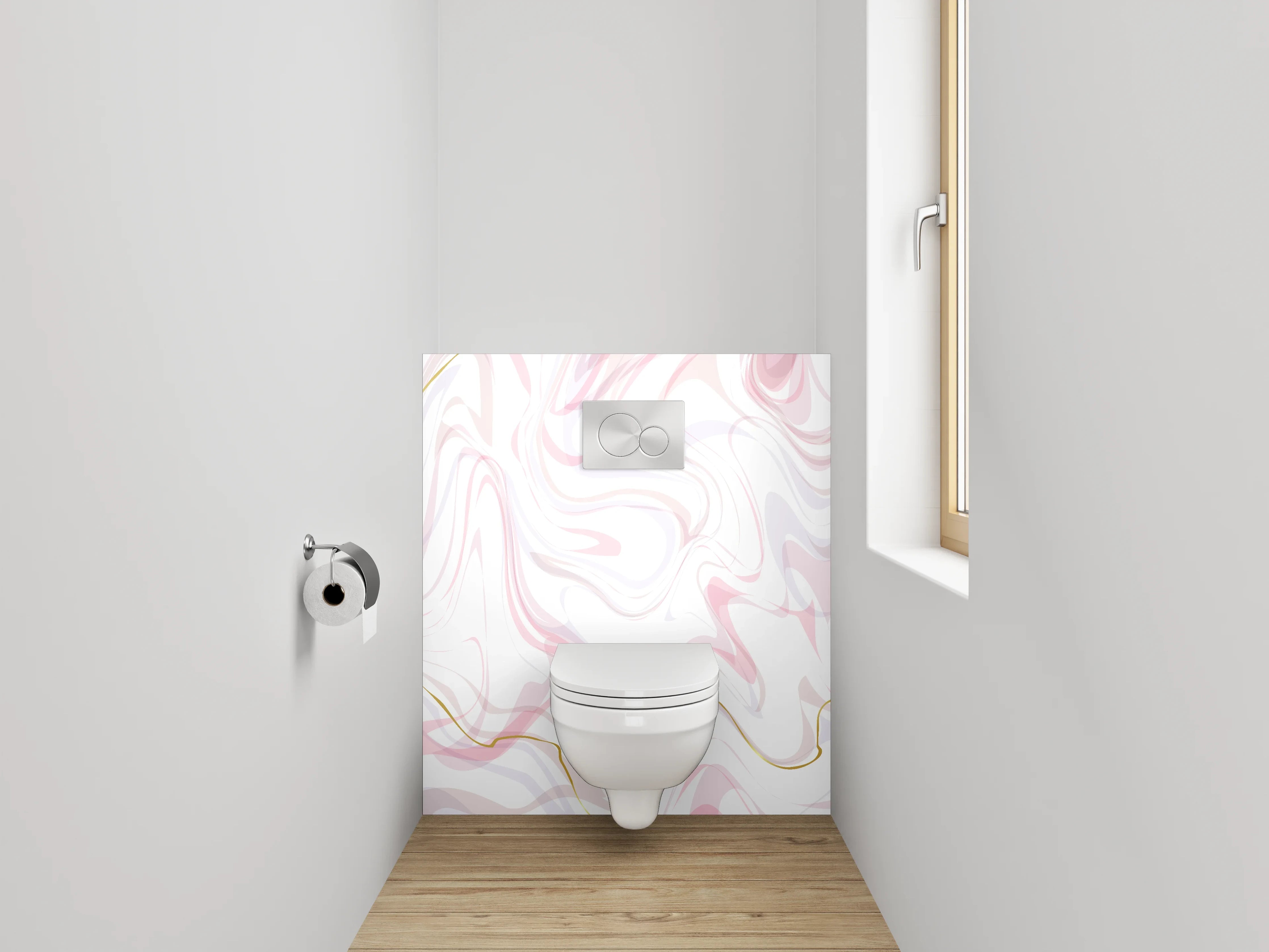 WC-Rückwand - Marmor Effekt Rosa Weiß Gold