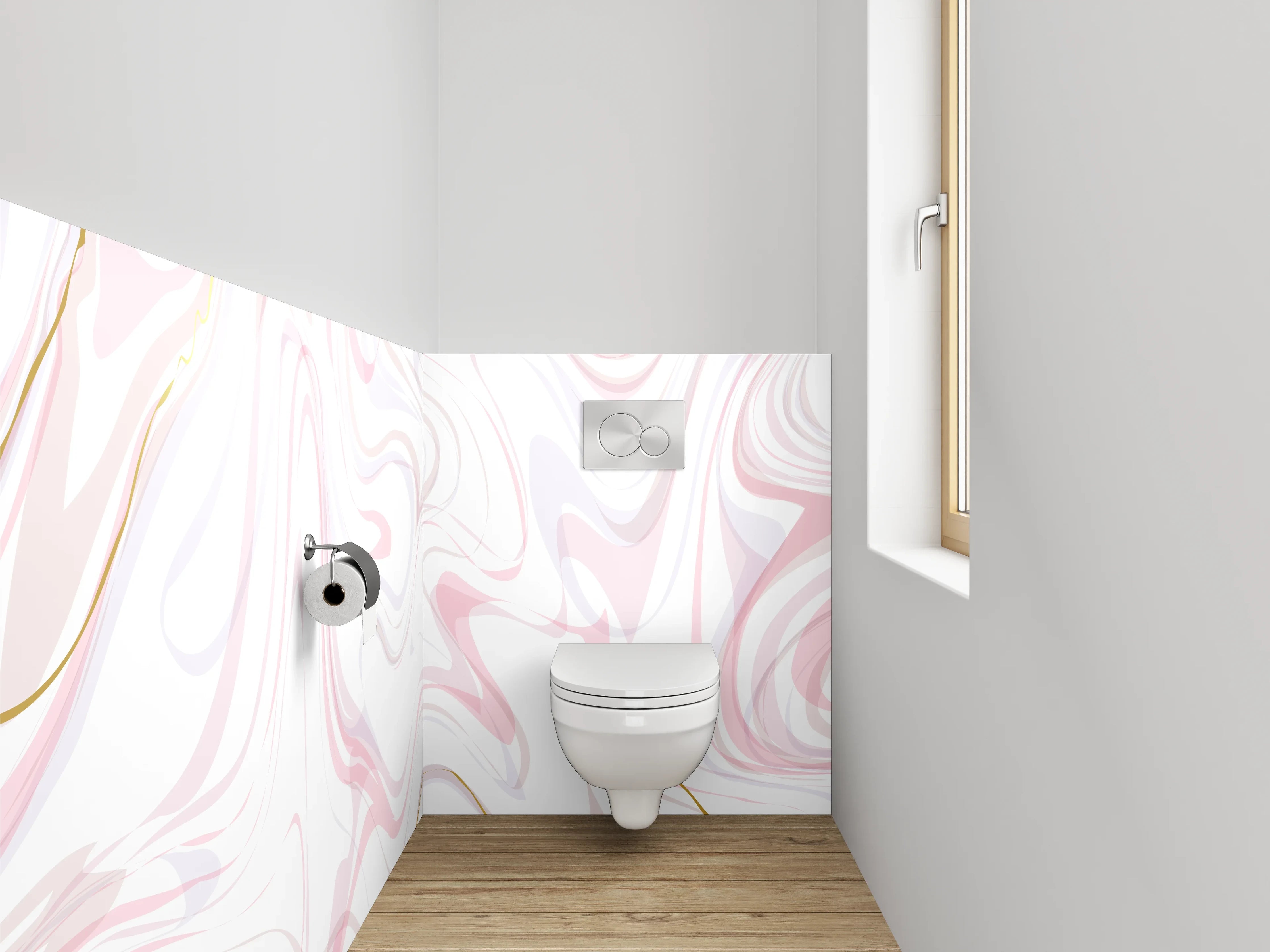 WC-Rückwand - Marmor Effekt Rosa Weiß Gold