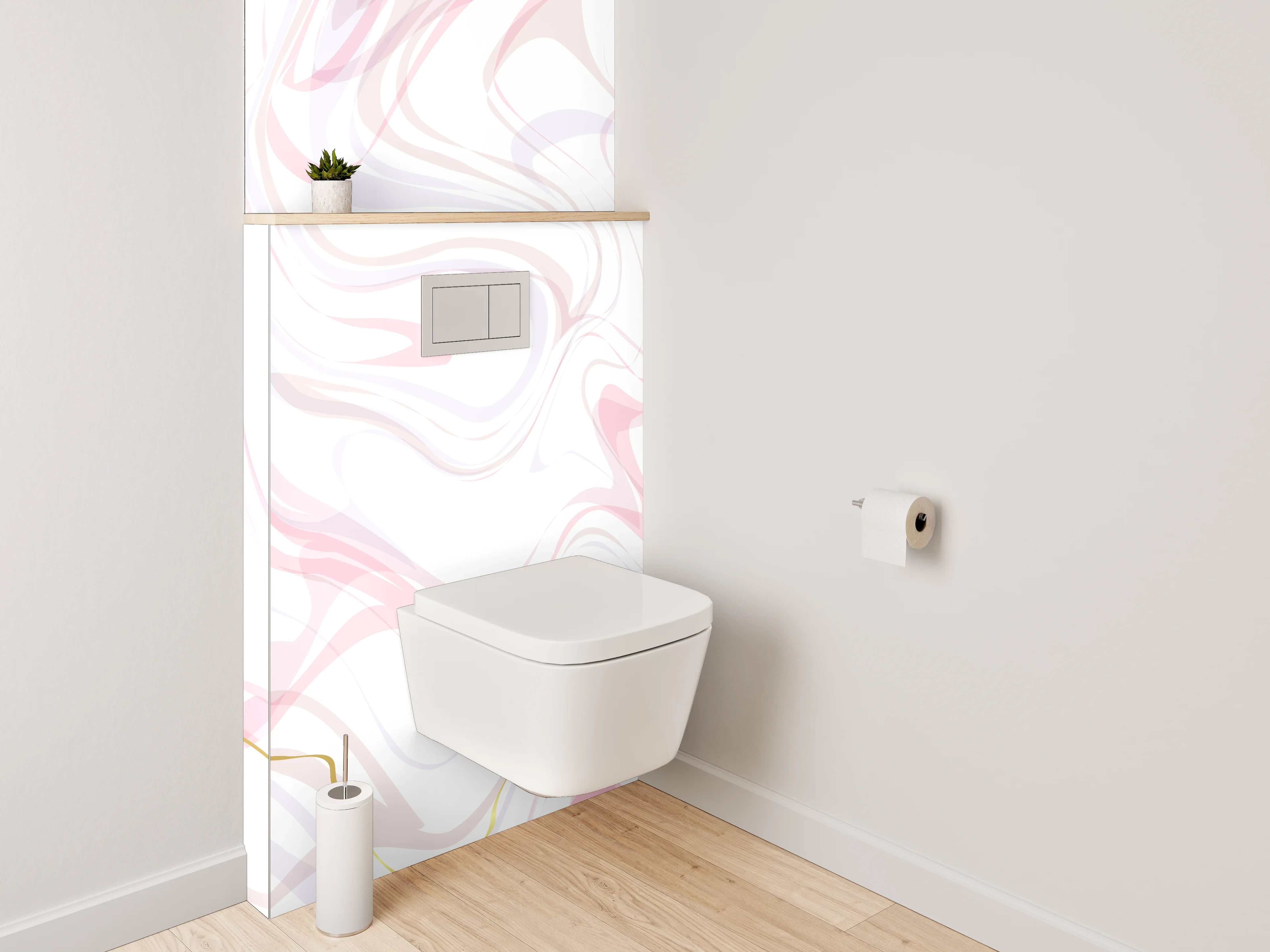 WC-Rückwand - Marmor Effekt Rosa Weiß Gold