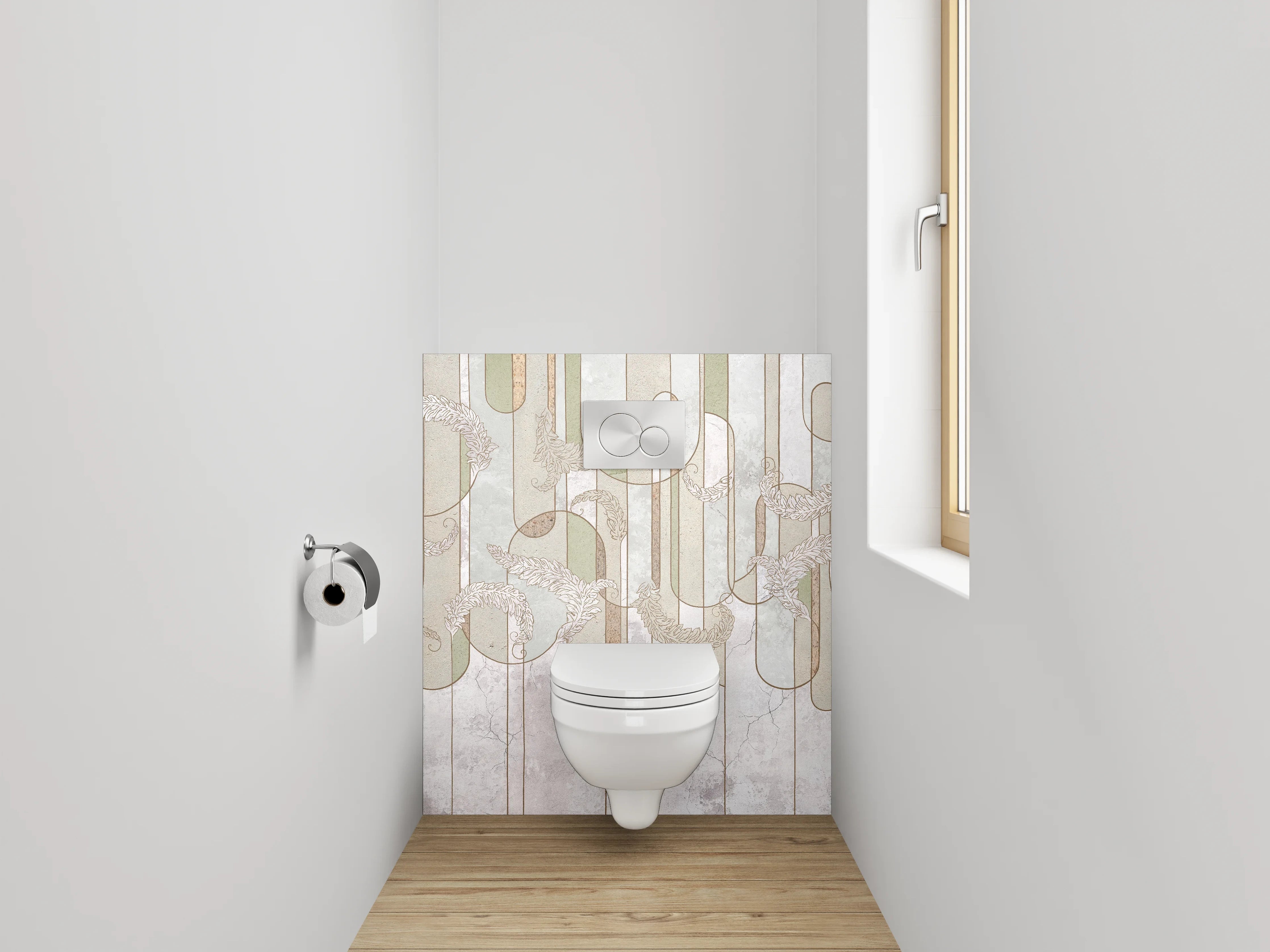 WC-Rückwand - Marmor Grafik Weiß Grün Beige