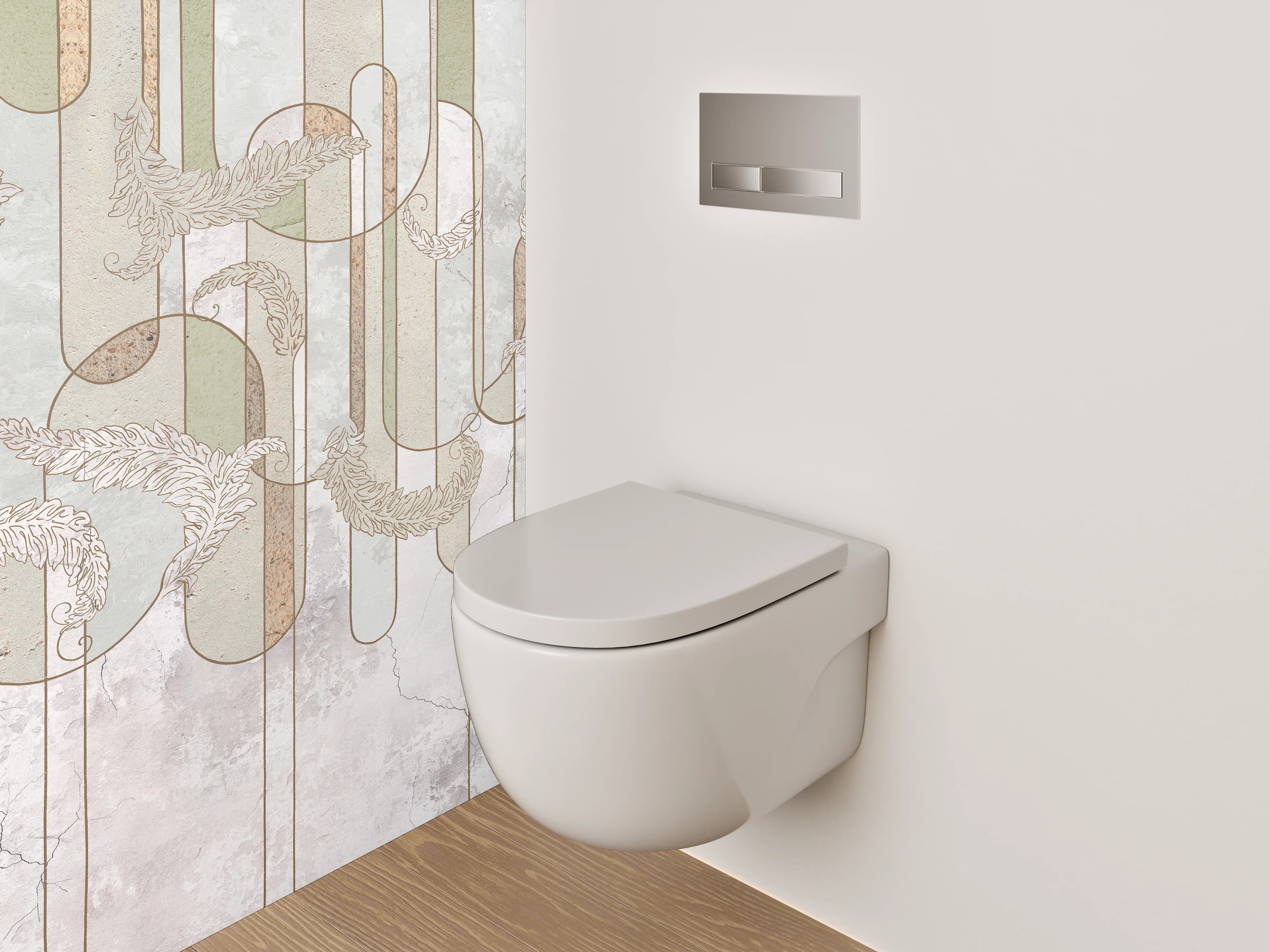 WC-Rückwand - Marmor Grafik Weiß Grün Beige