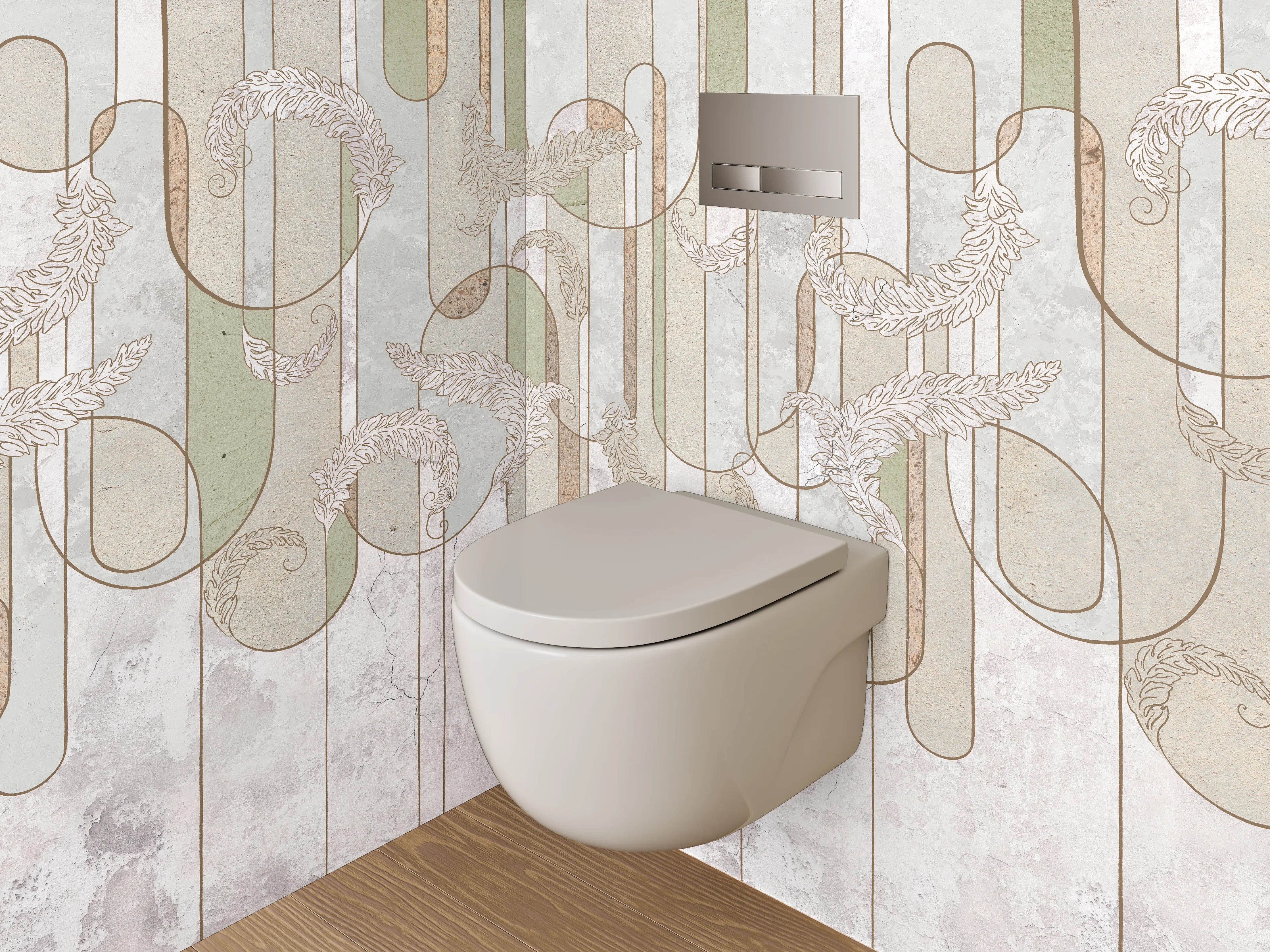 WC-Rückwand - Marmor Grafik Weiß Grün Beige