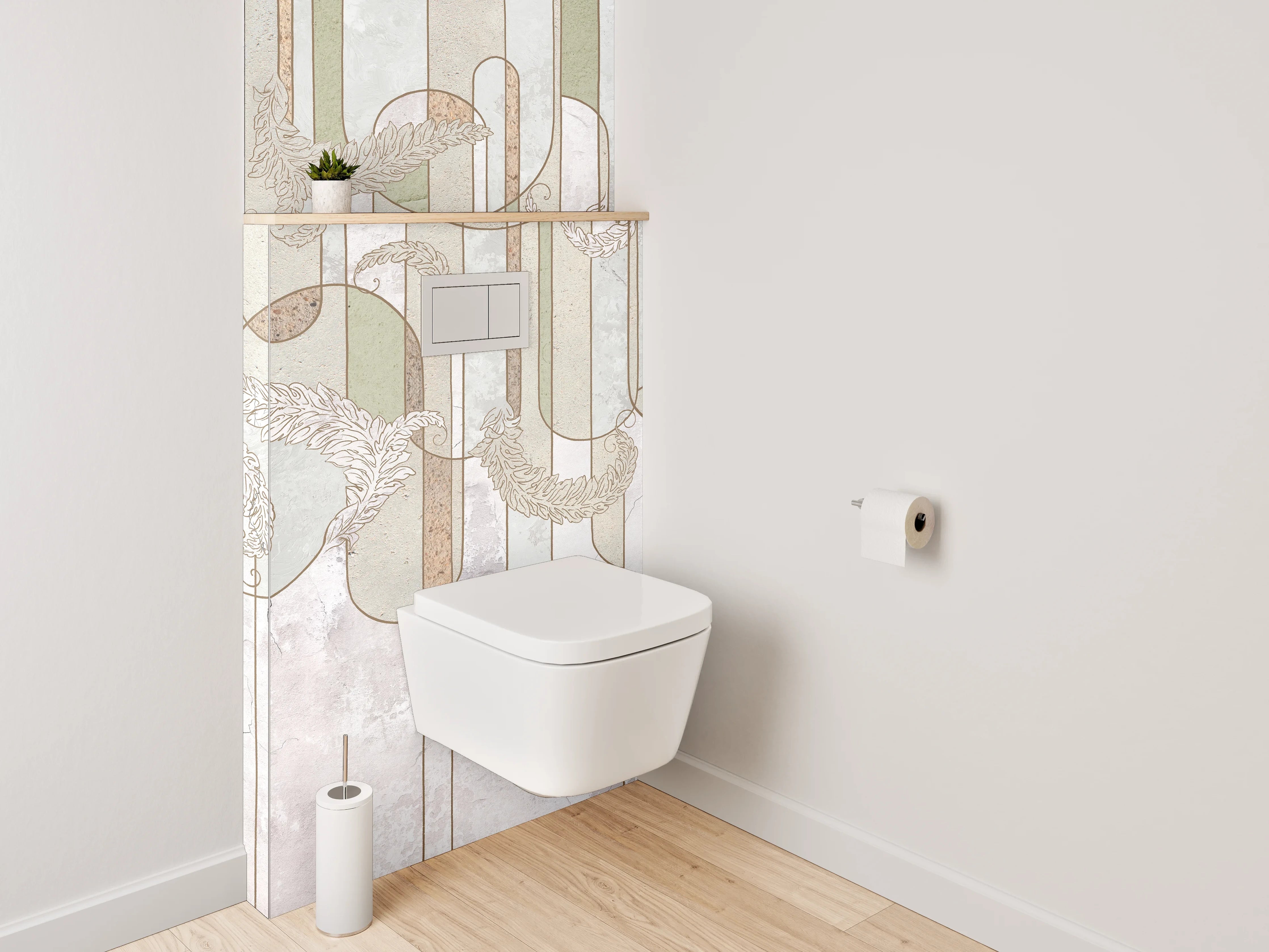 WC-Rückwand - Marmor Grafik Weiß Grün Beige