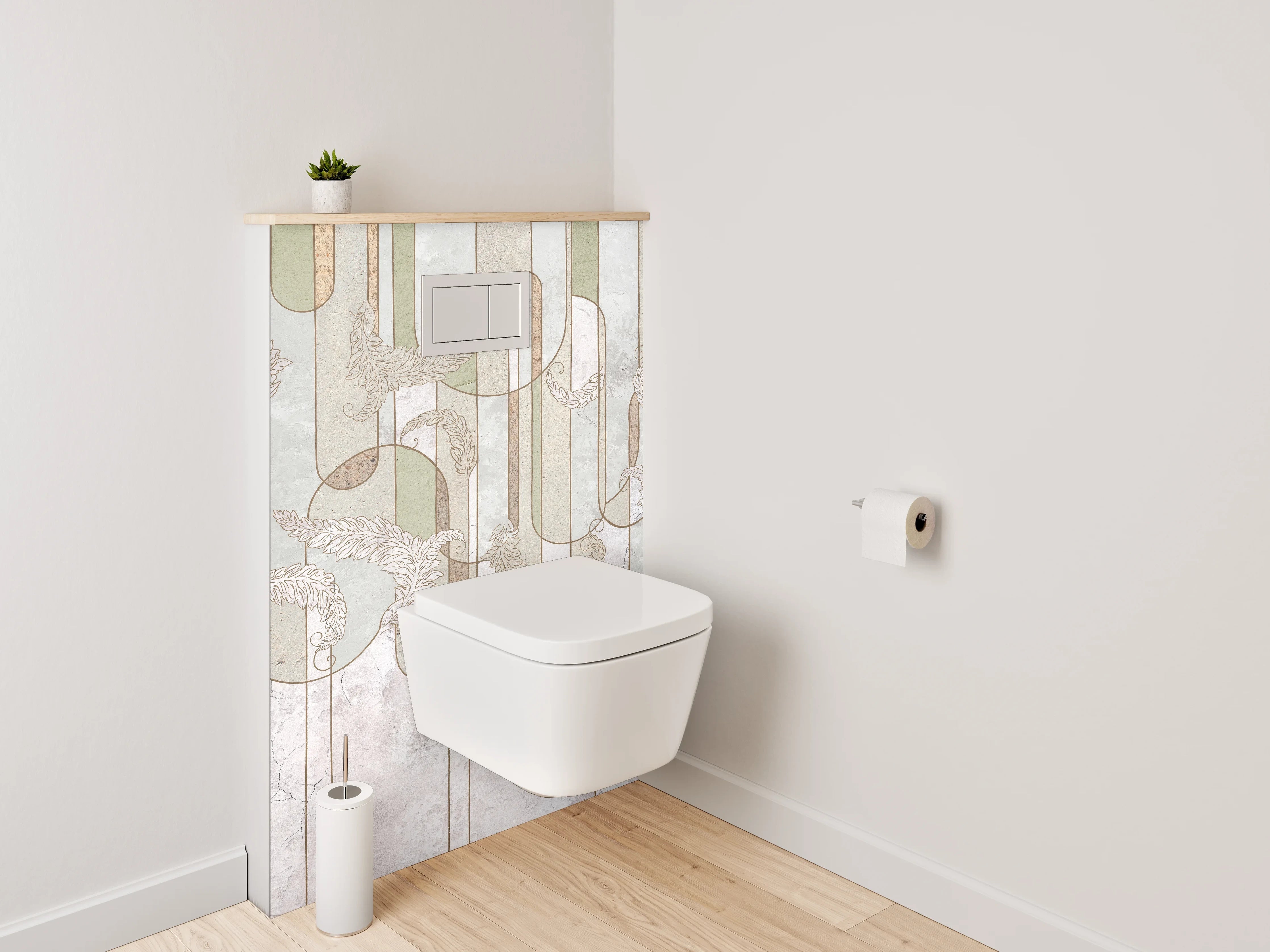 WC-Rückwand - Marmor Grafik Weiß Grün Beige