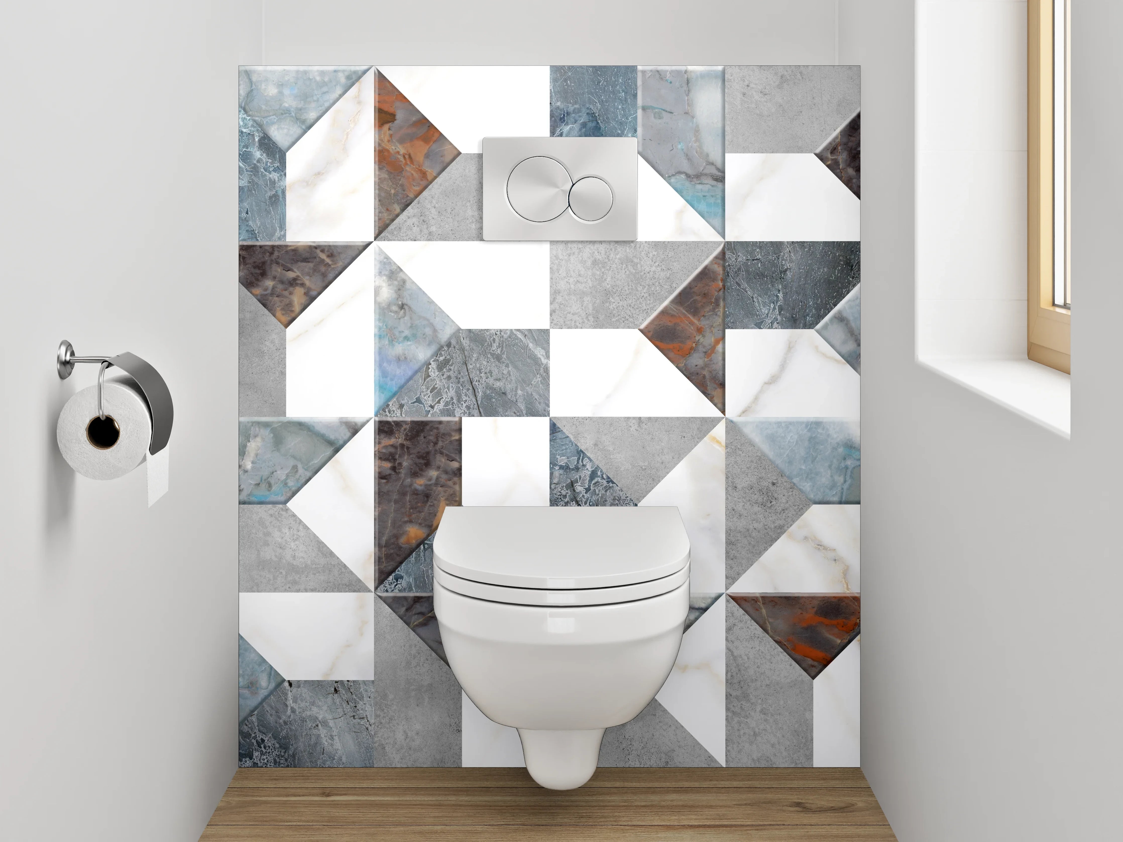 WC-Rückwand - Marmor Mosaik Muster Fliesenoptik