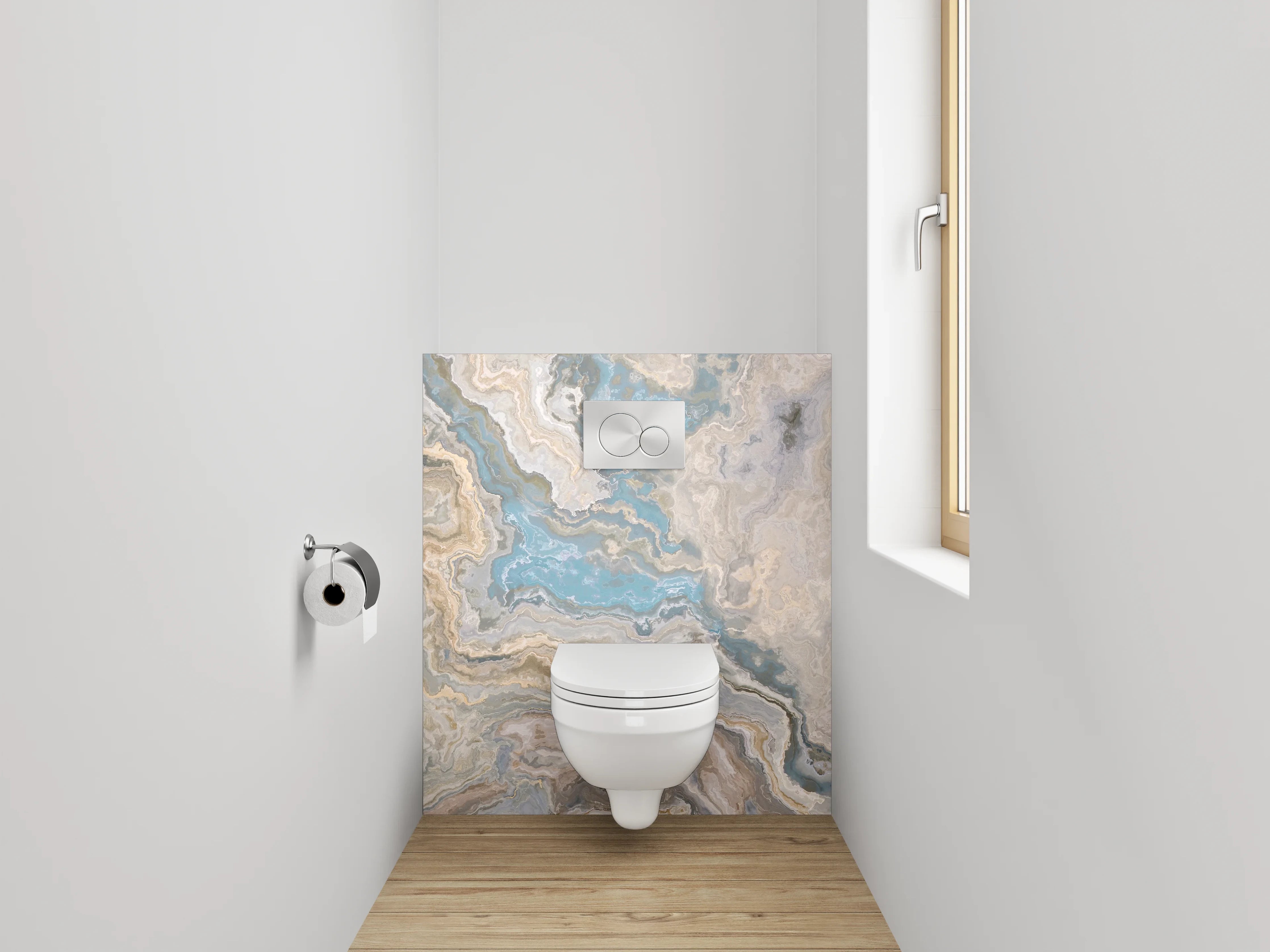 WC-Rückwand - Marmor-Optik Blau Beige Grau