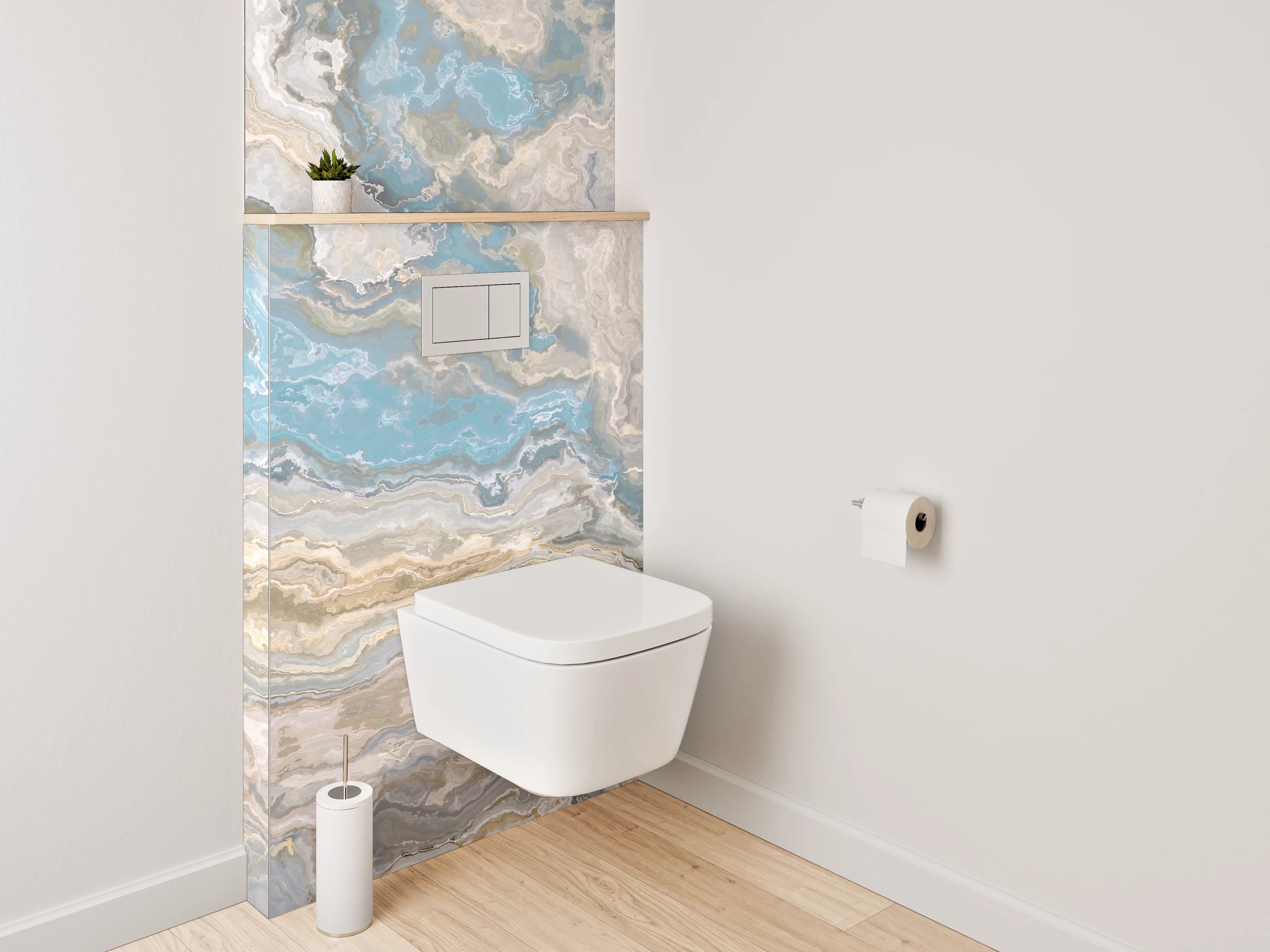 WC-Rückwand - Marmor-Optik Blau Beige Grau