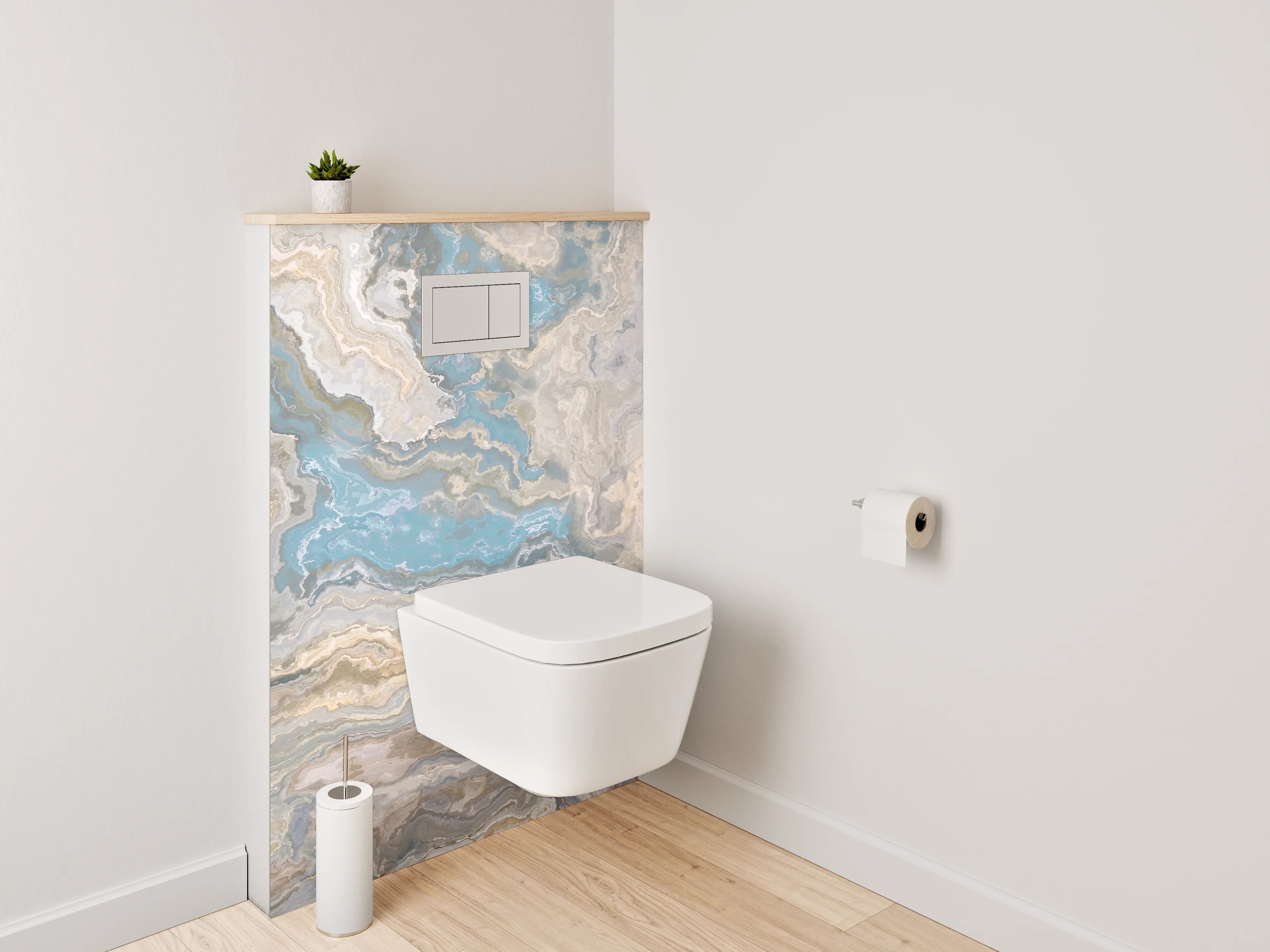 WC-Rückwand - Marmor-Optik Blau Beige Grau