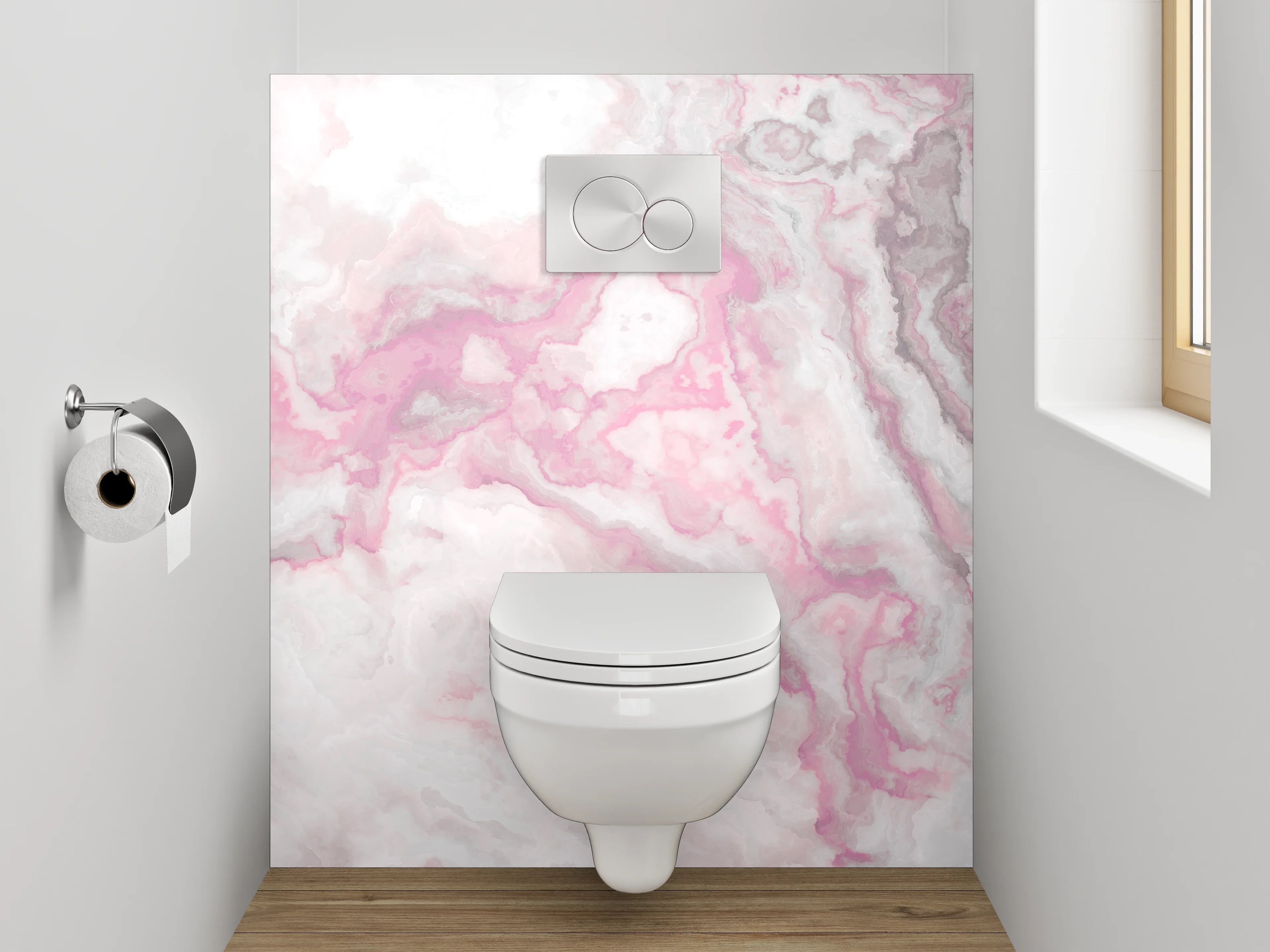 WC-Rückwand - Marmor-Rosa Wolkenstruktur Abstrakt