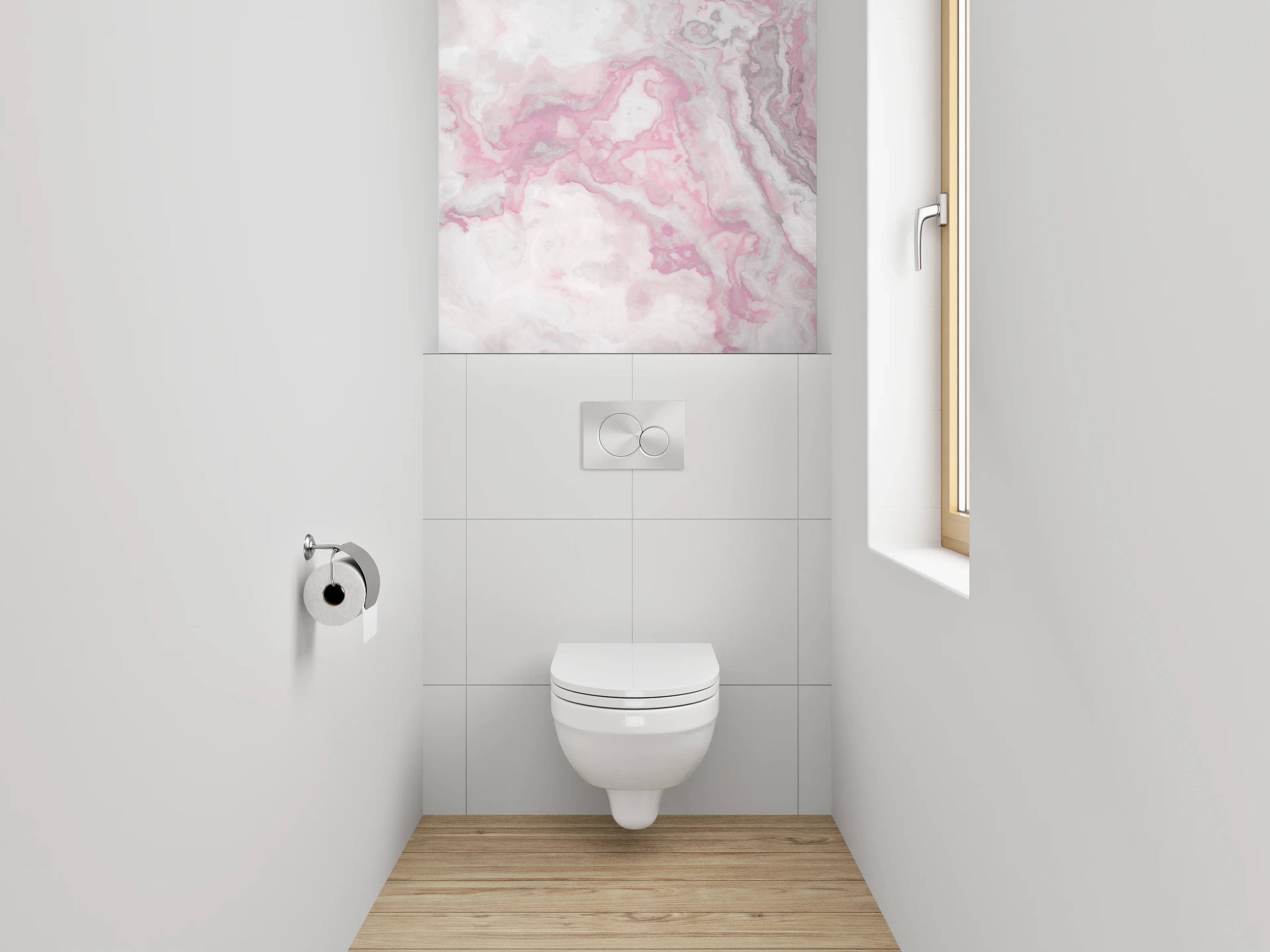 WC-Rückwand - Marmor-Rosa Wolkenstruktur Abstrakt