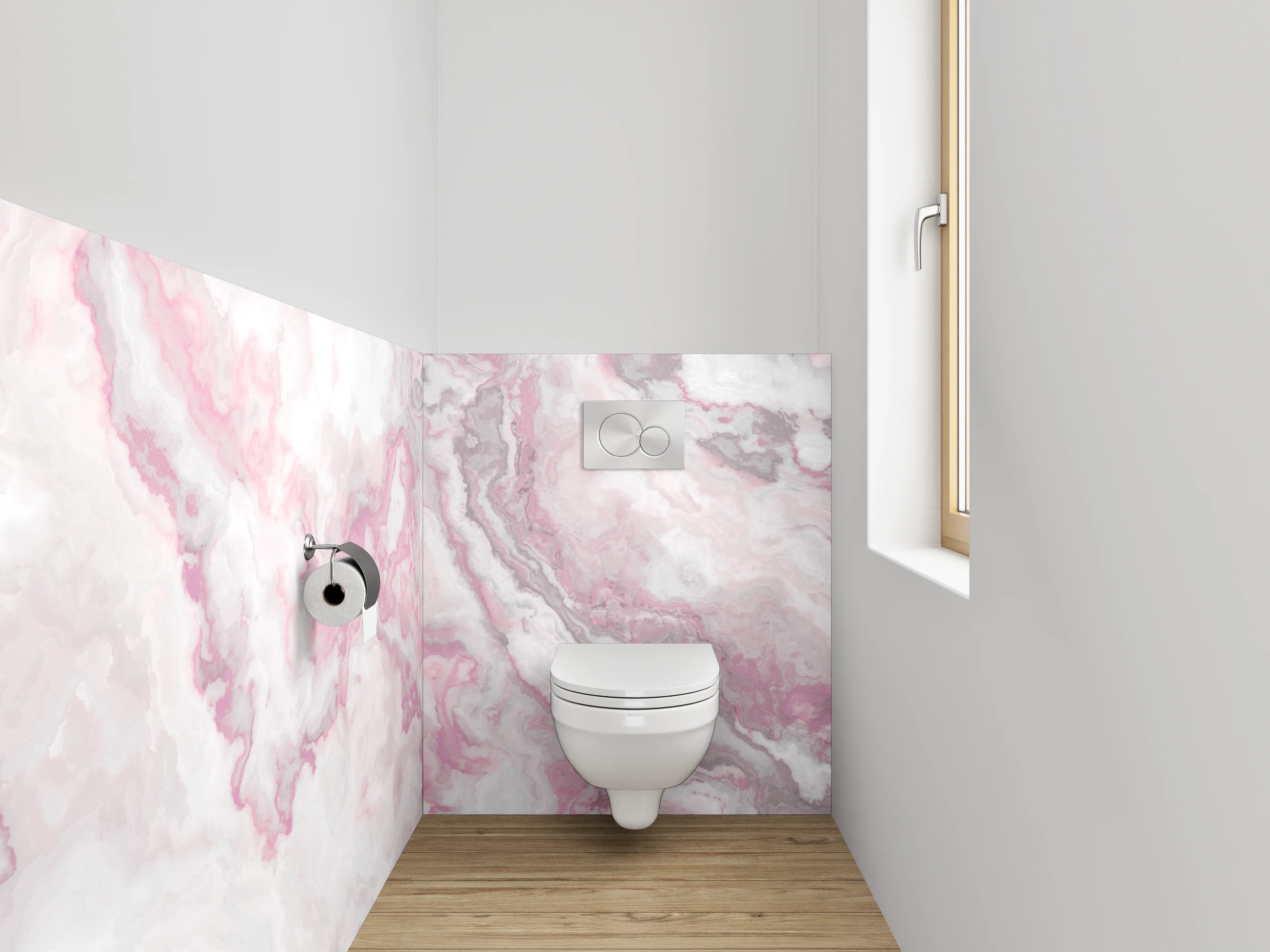 WC-Rückwand - Marmor-Rosa Wolkenstruktur Abstrakt
