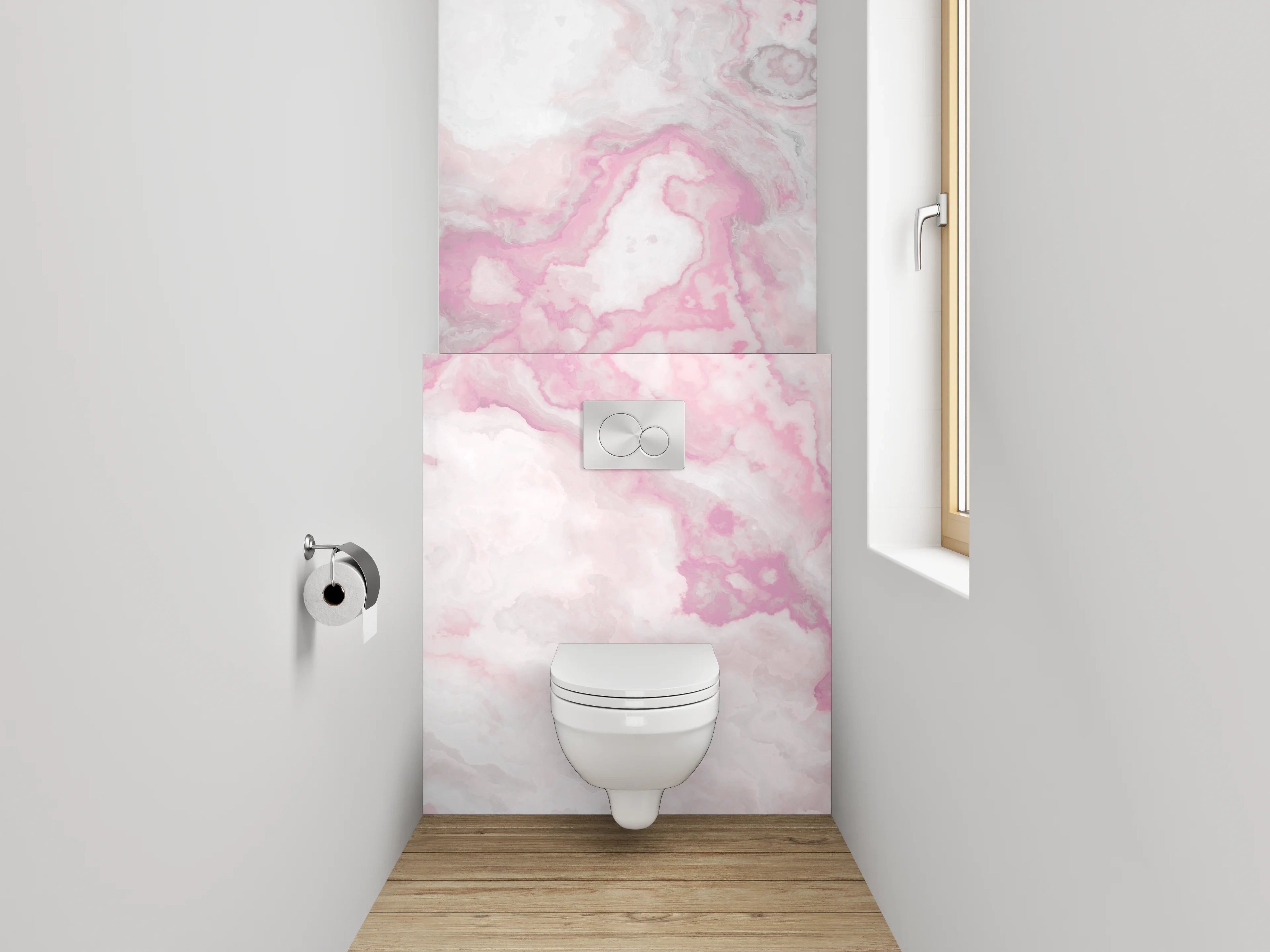 WC-Rückwand - Marmor-Rosa Wolkenstruktur Abstrakt