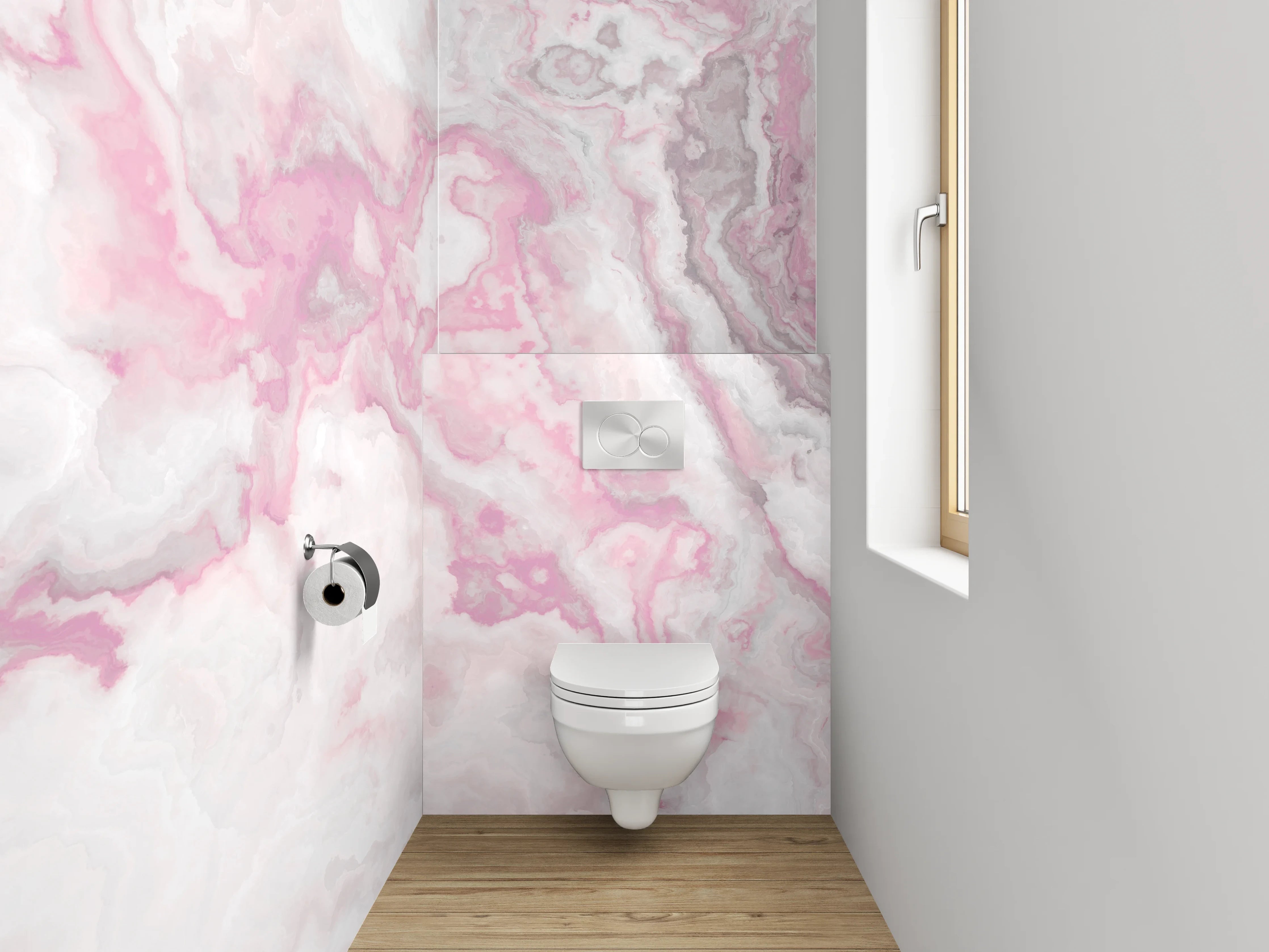 WC-Rückwand - Marmor-Rosa Wolkenstruktur Abstrakt