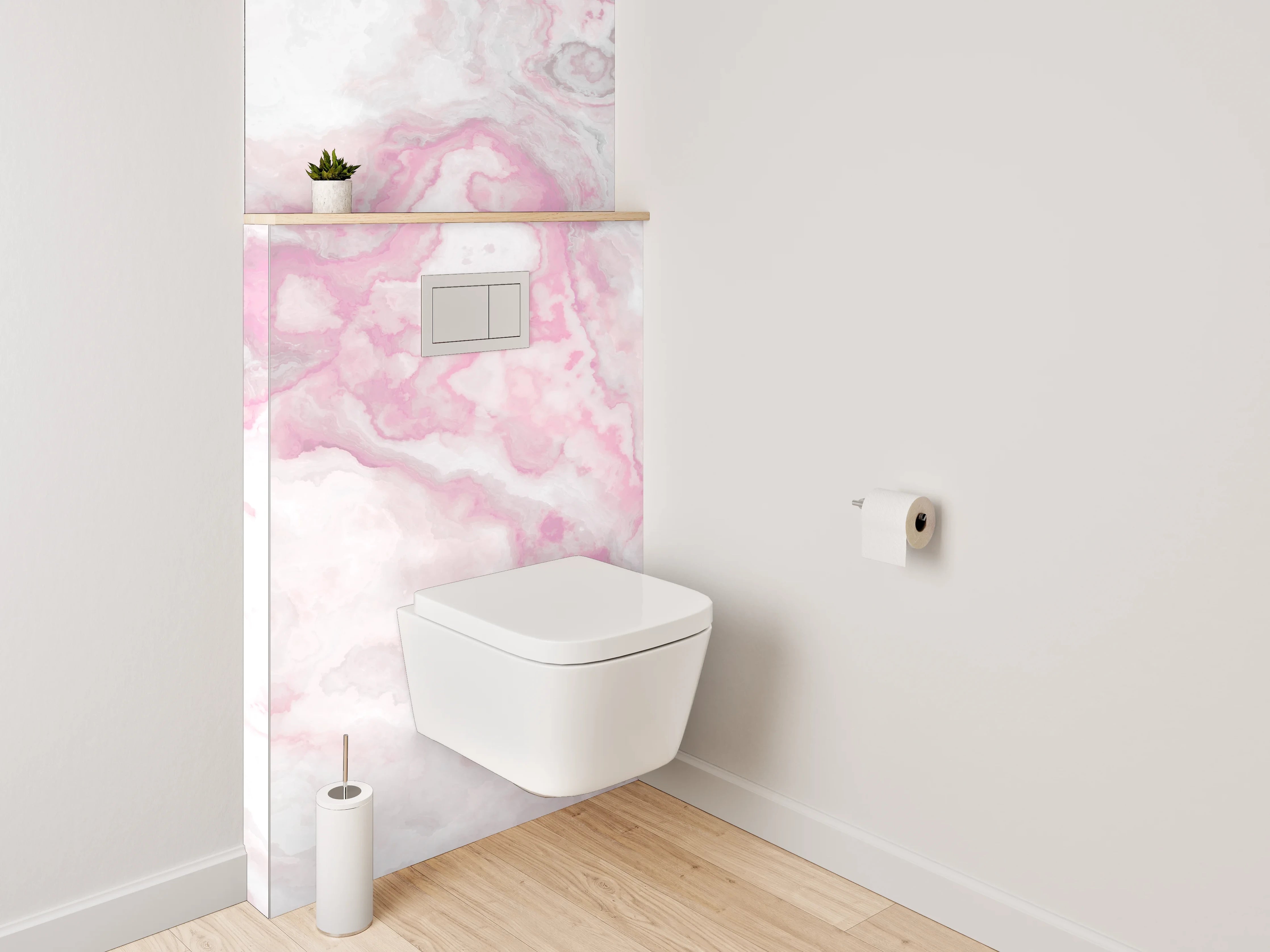 WC-Rückwand - Marmor-Rosa Wolkenstruktur Abstrakt