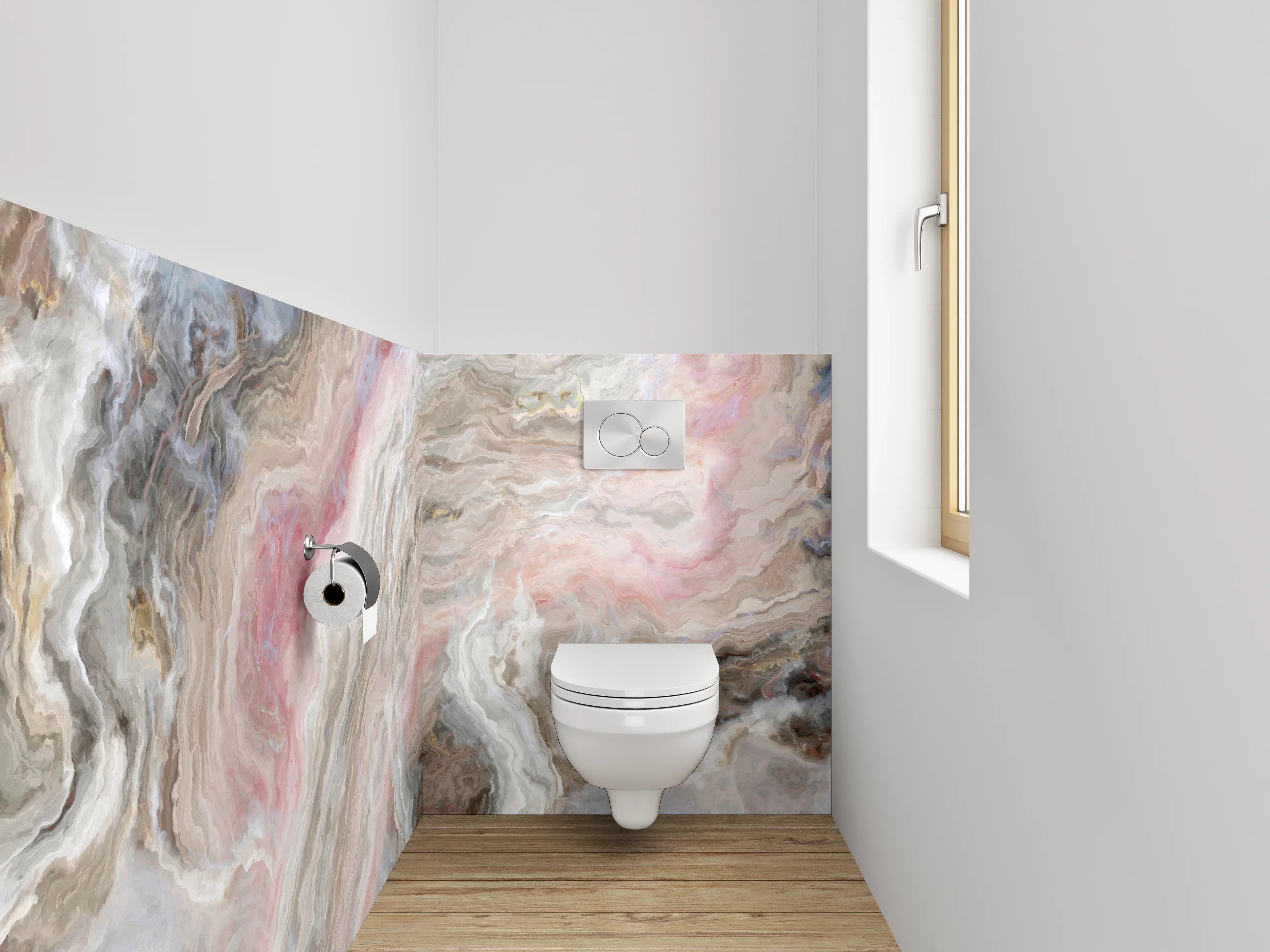 WC-Rückwand - Marmorierte Steinoptik in Pastellfarben