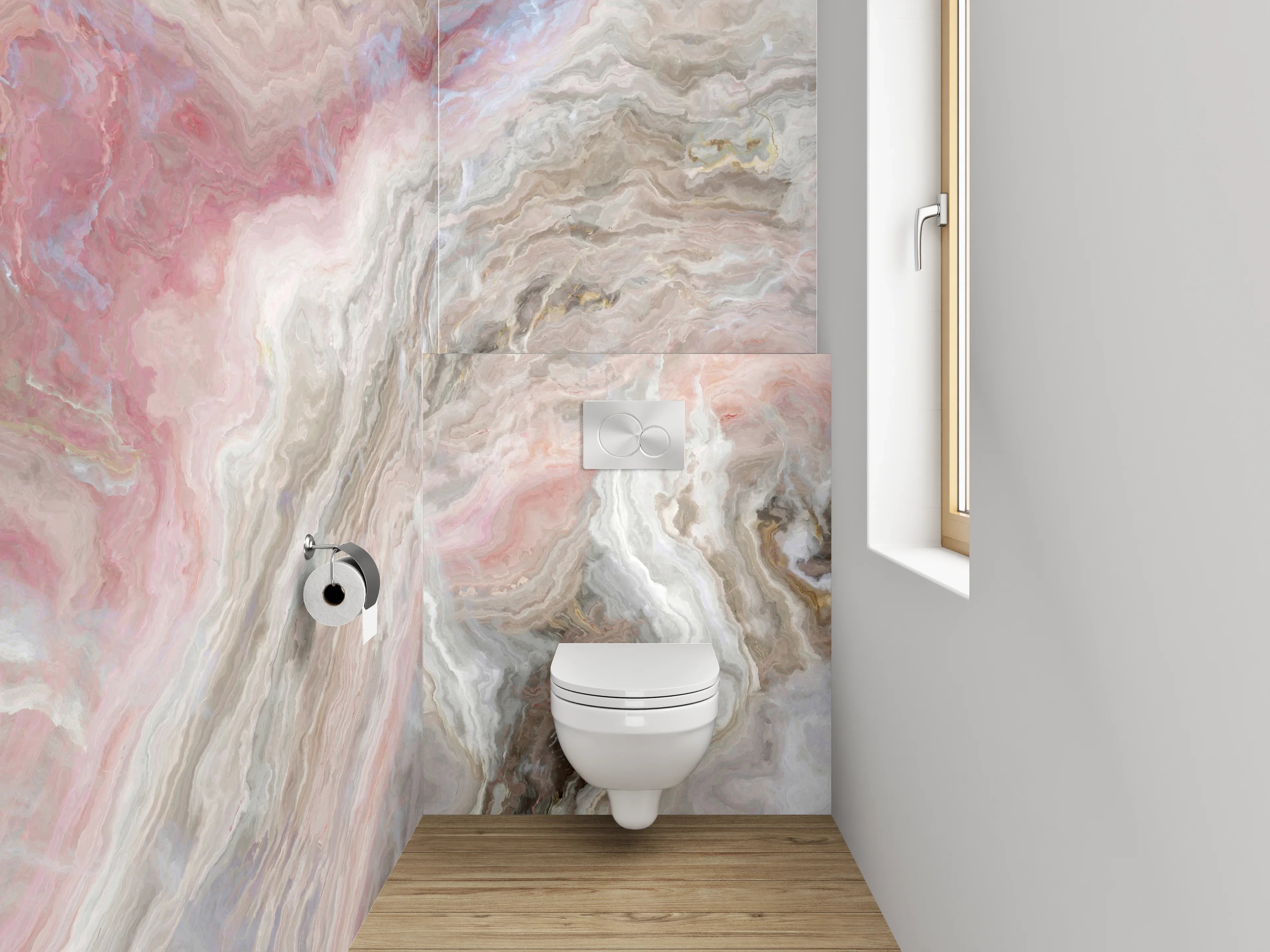 WC-Rückwand - Marmorierte Steinoptik in Pastellfarben