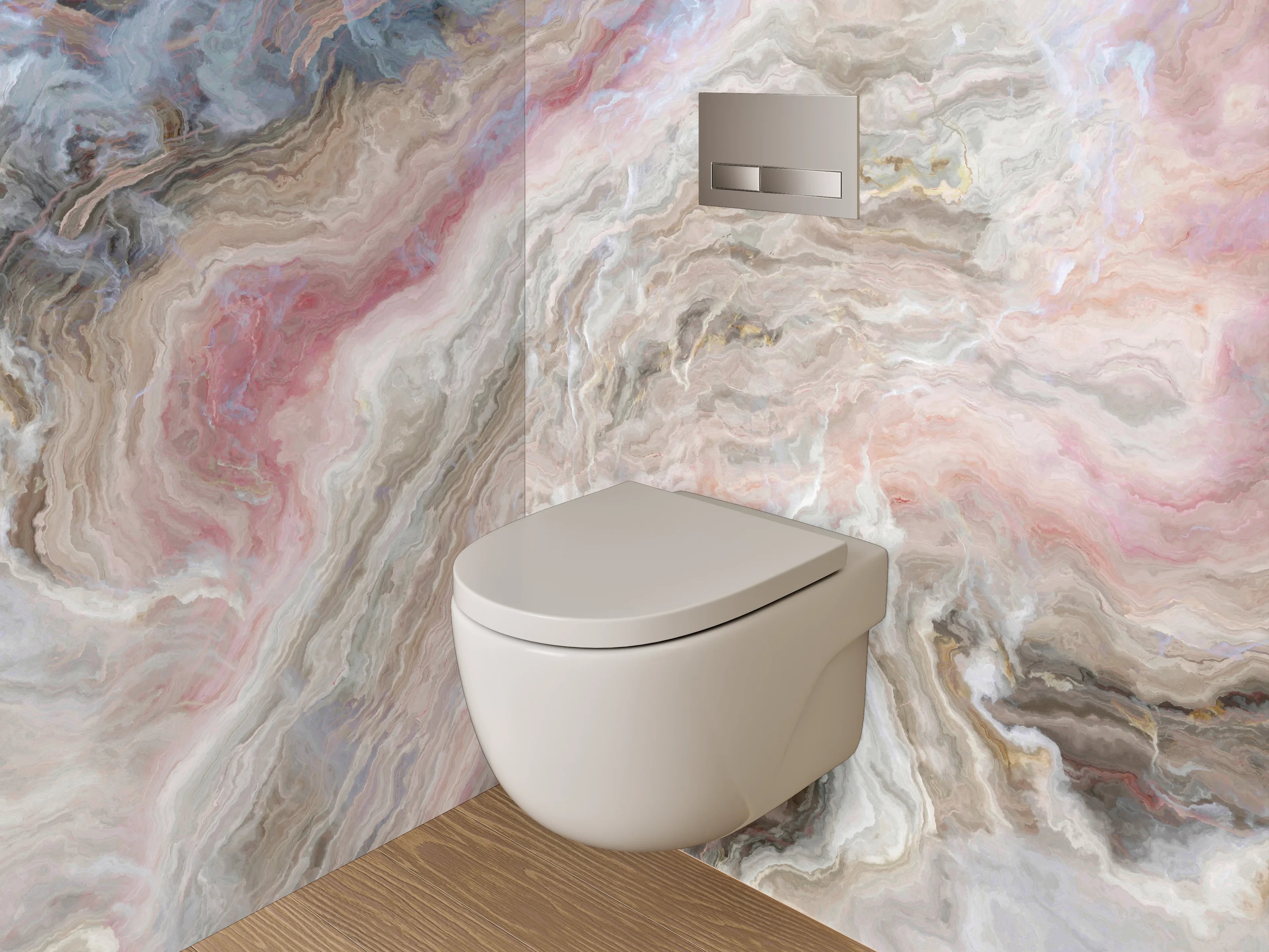 WC-Rückwand - Marmorierte Steinoptik in Pastellfarben