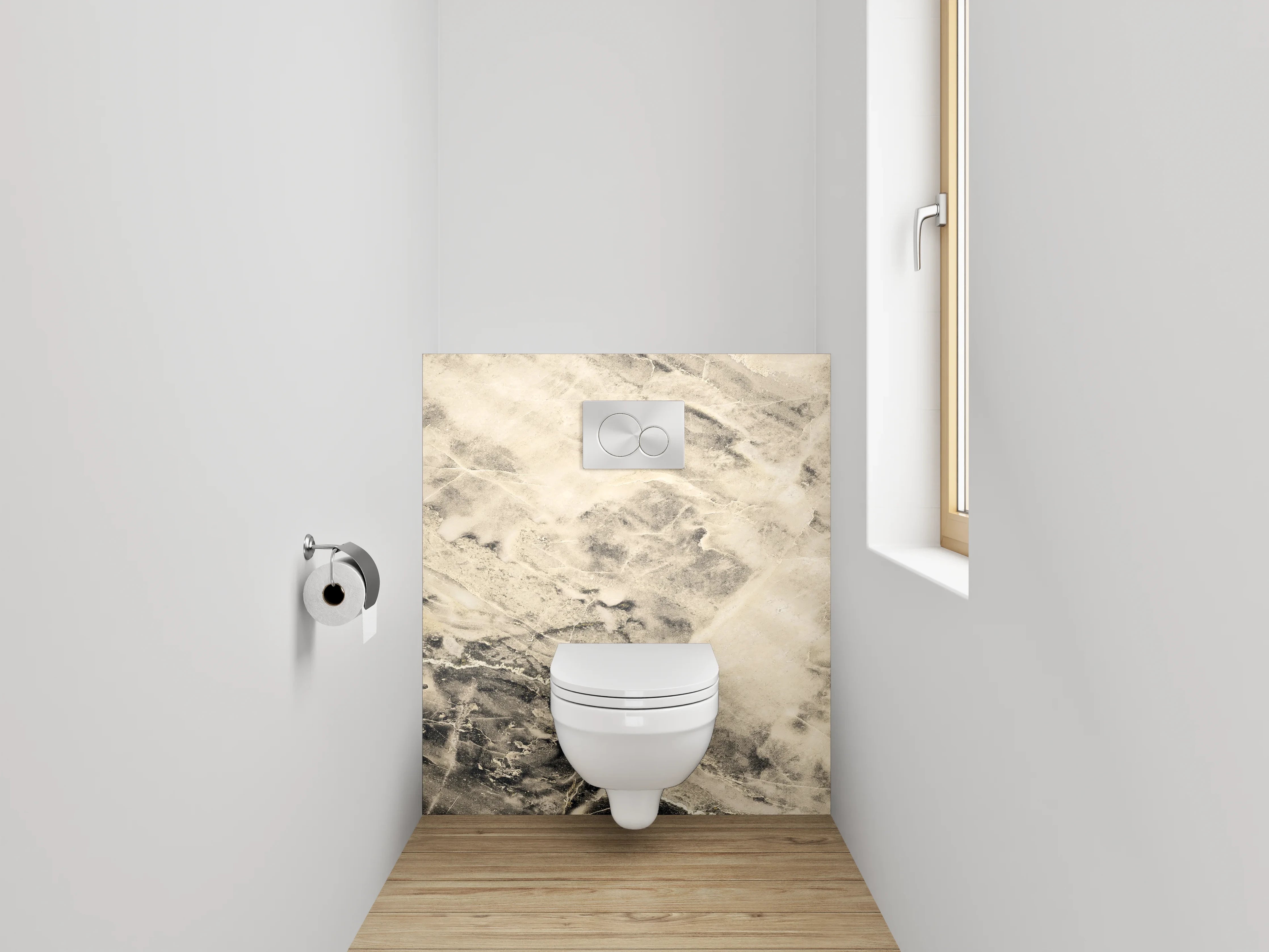 WC-Rückwand - Marmoroptik Beige Schwarz Weiß
