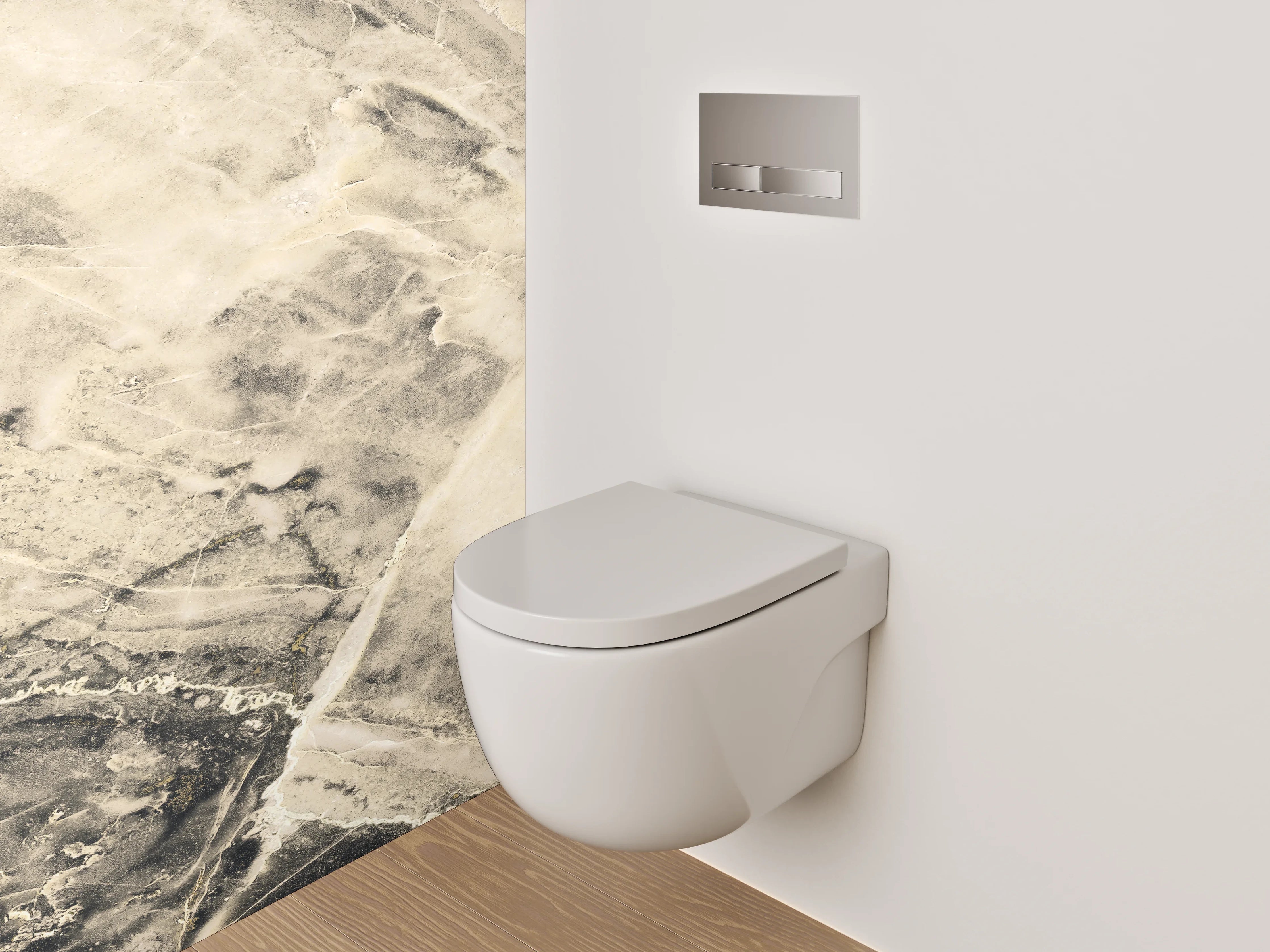 WC-Rückwand - Marmoroptik Beige Schwarz Weiß