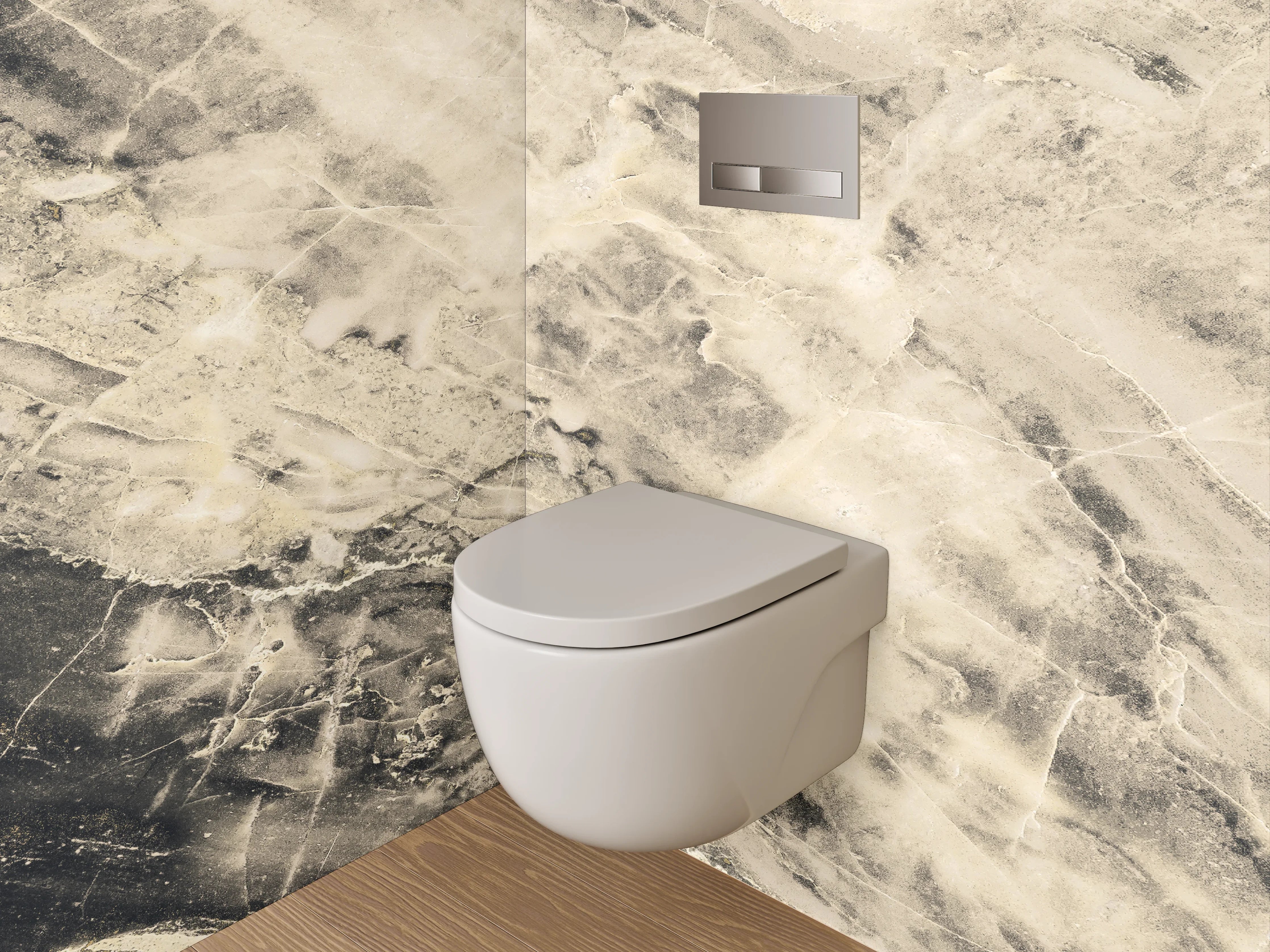 WC-Rückwand - Marmoroptik Beige Schwarz Weiß