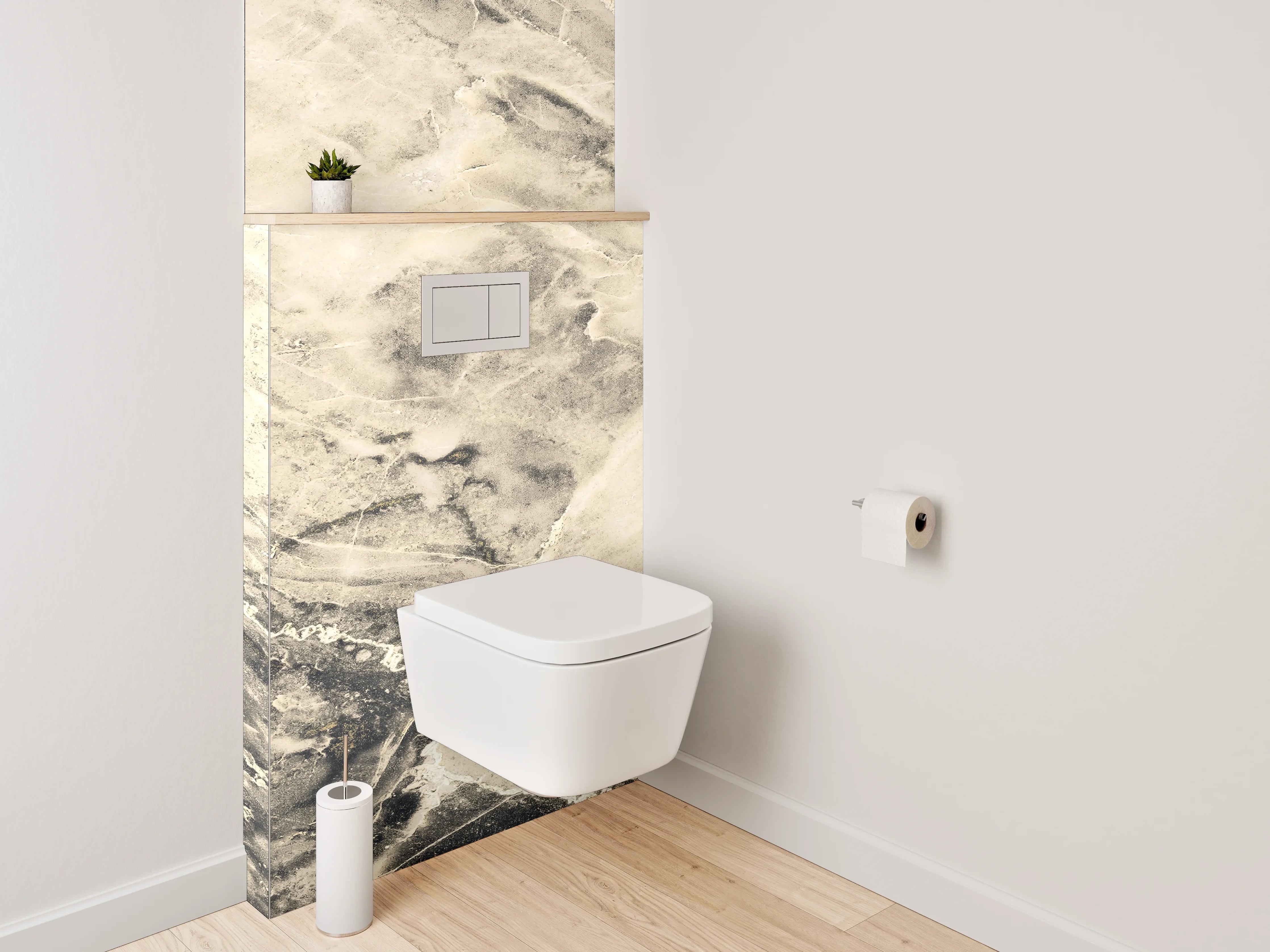 WC-Rückwand - Marmoroptik Beige Schwarz Weiß