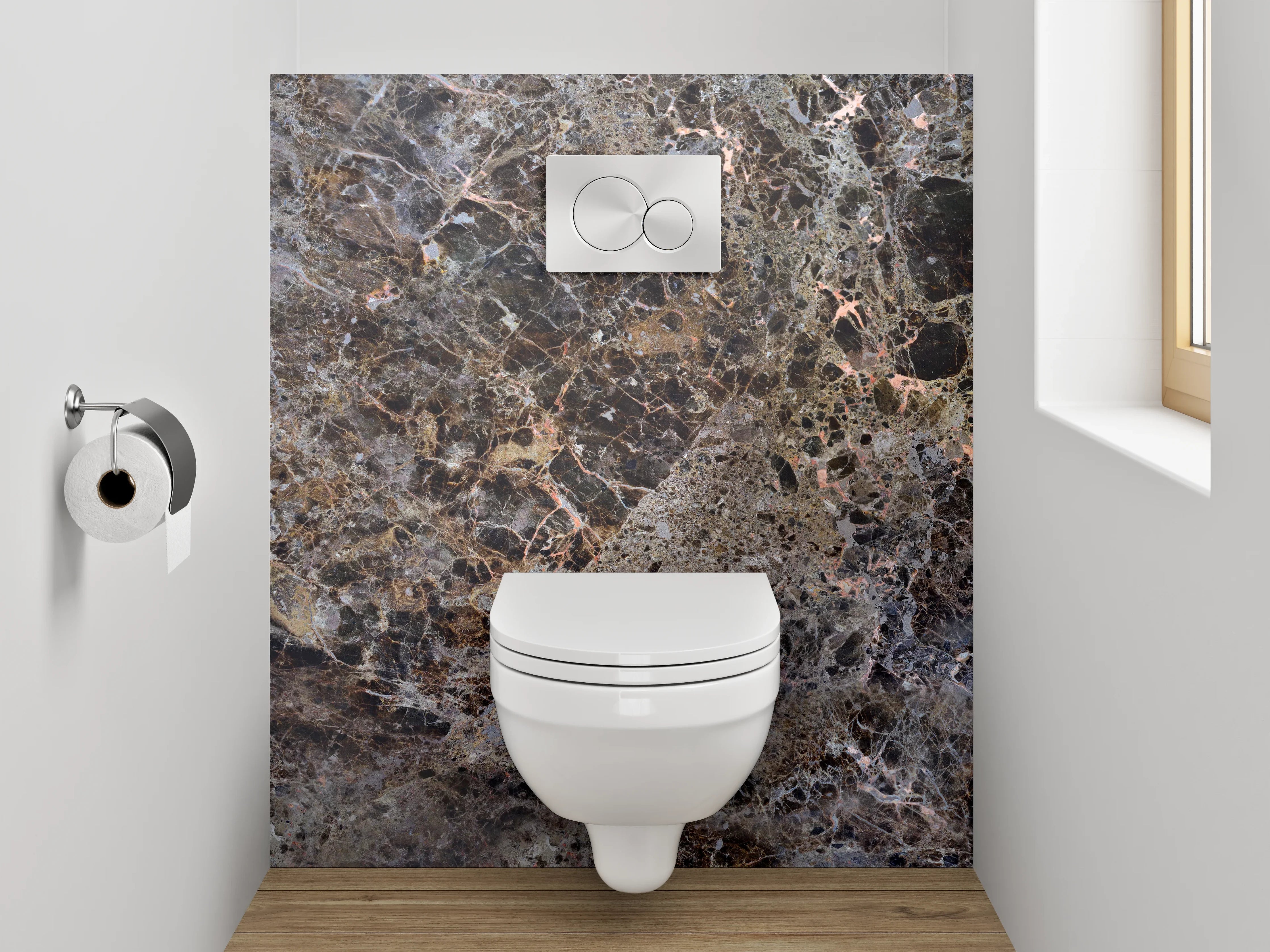 WC-Rückwand - Marmoroptik Braun Grau Modern