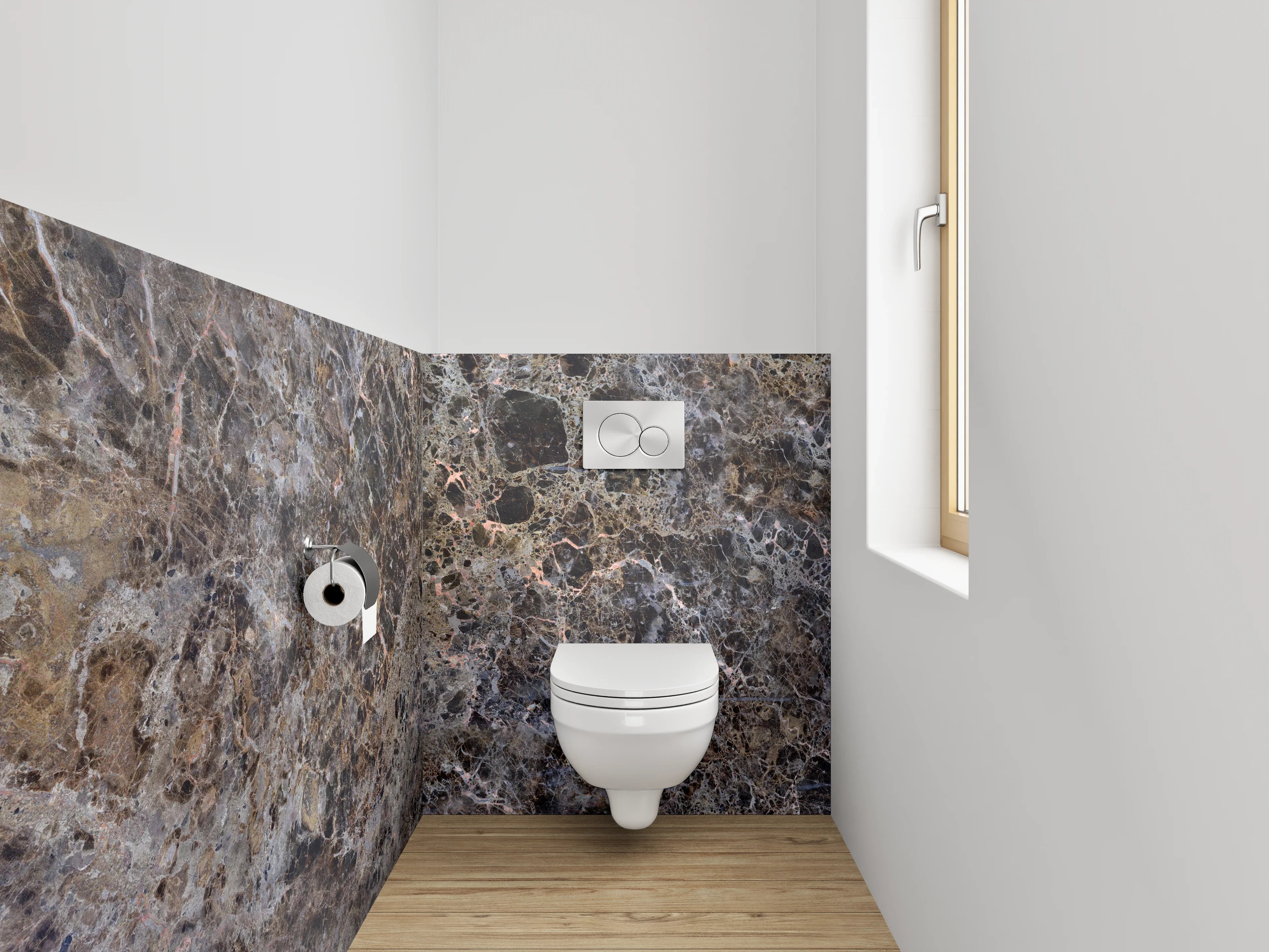 WC-Rückwand - Marmoroptik Braun Grau Modern