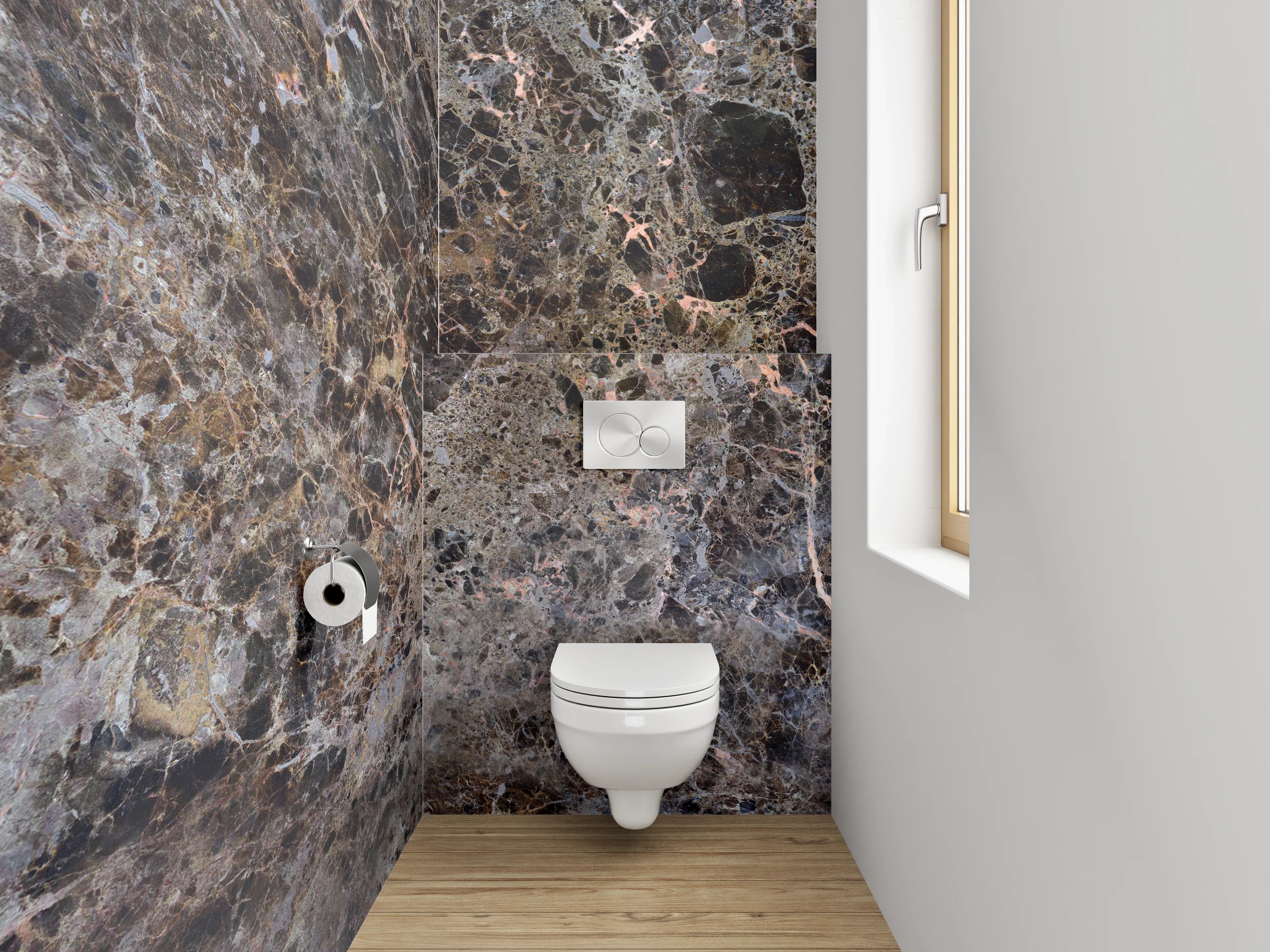 WC-Rückwand - Marmoroptik Braun Grau Modern