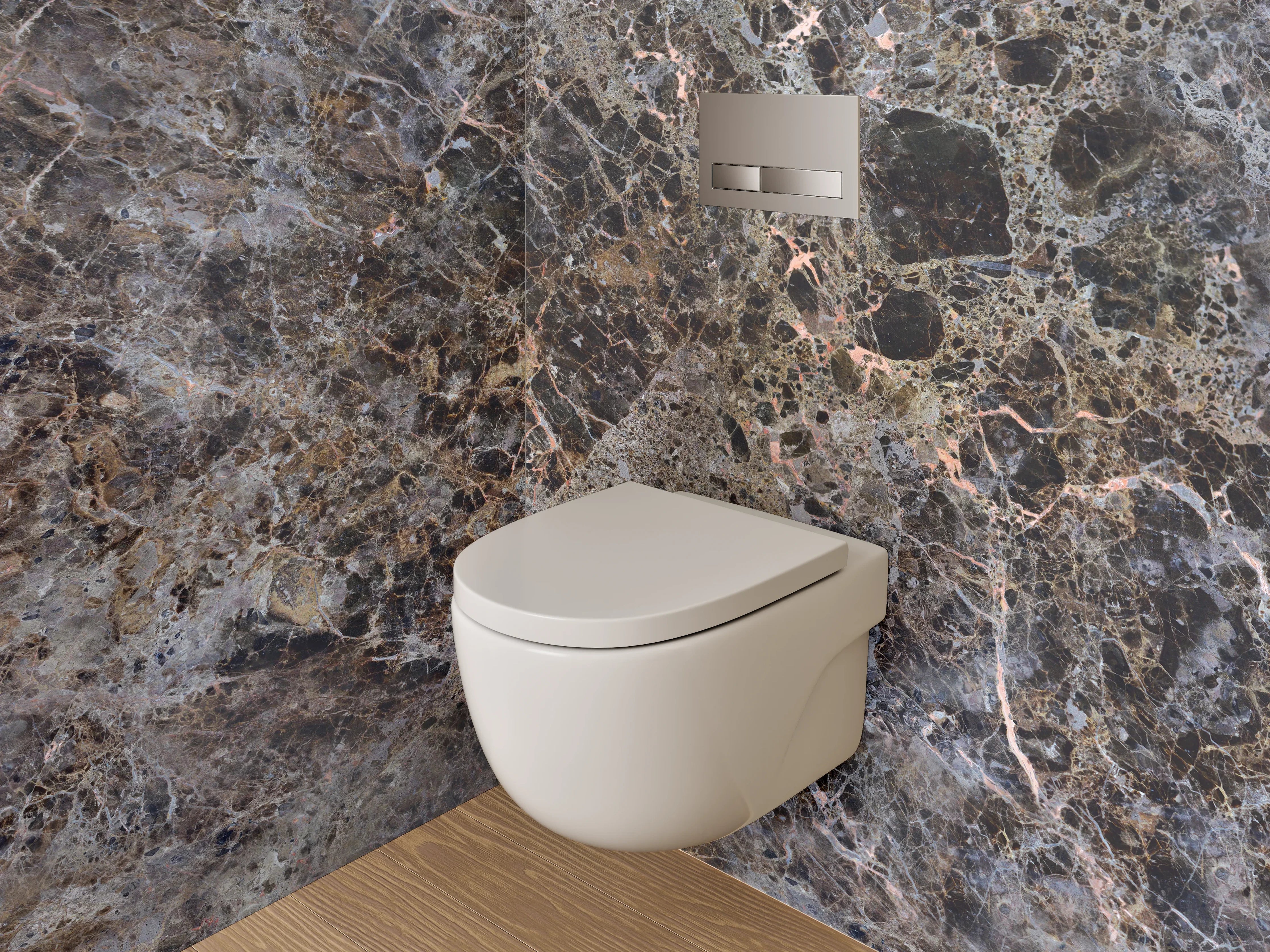 WC-Rückwand - Marmoroptik Braun Grau Modern