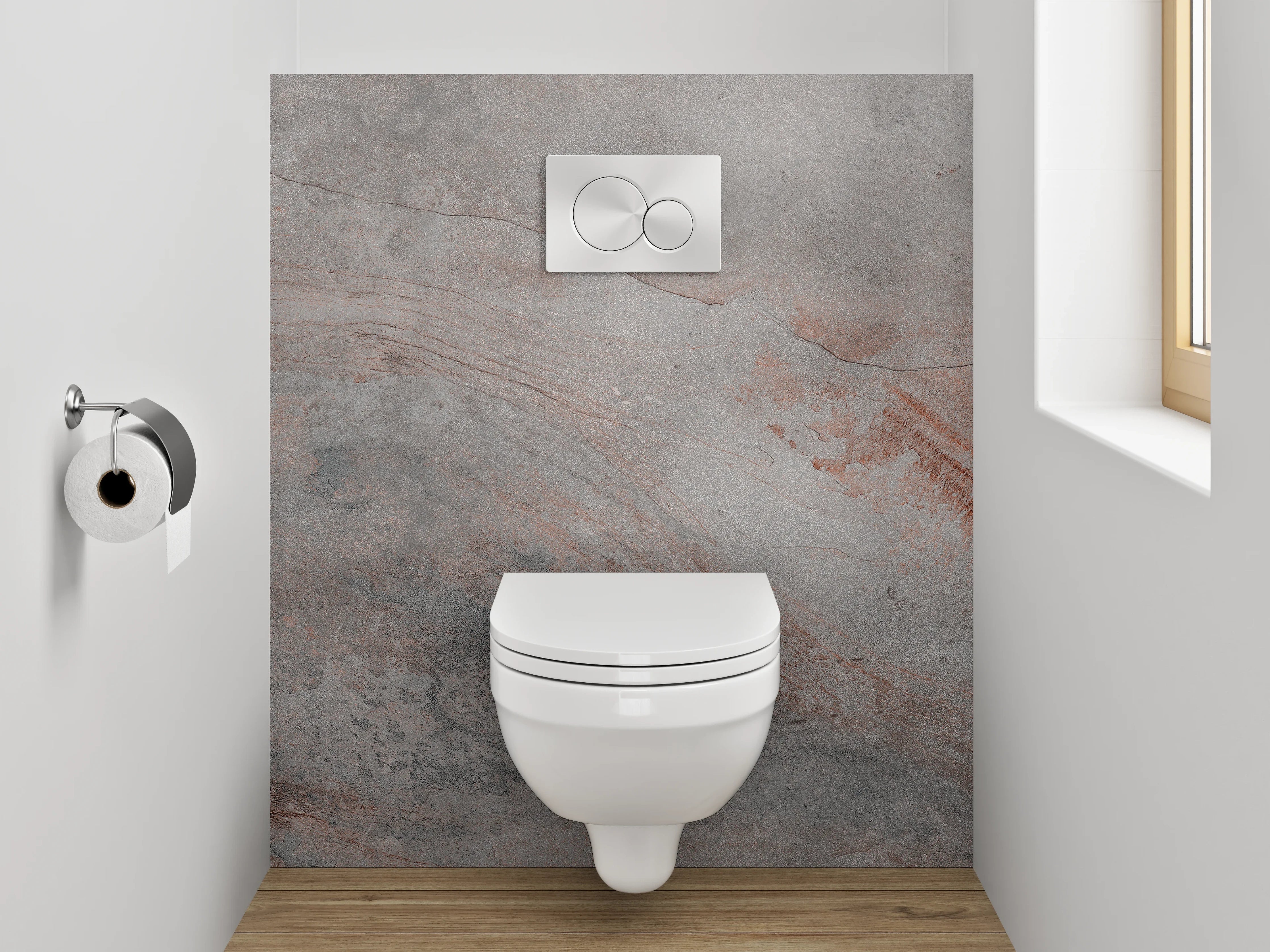 WC-Rückwand - Marmoroptik Grau-Rost Wandverkleidung