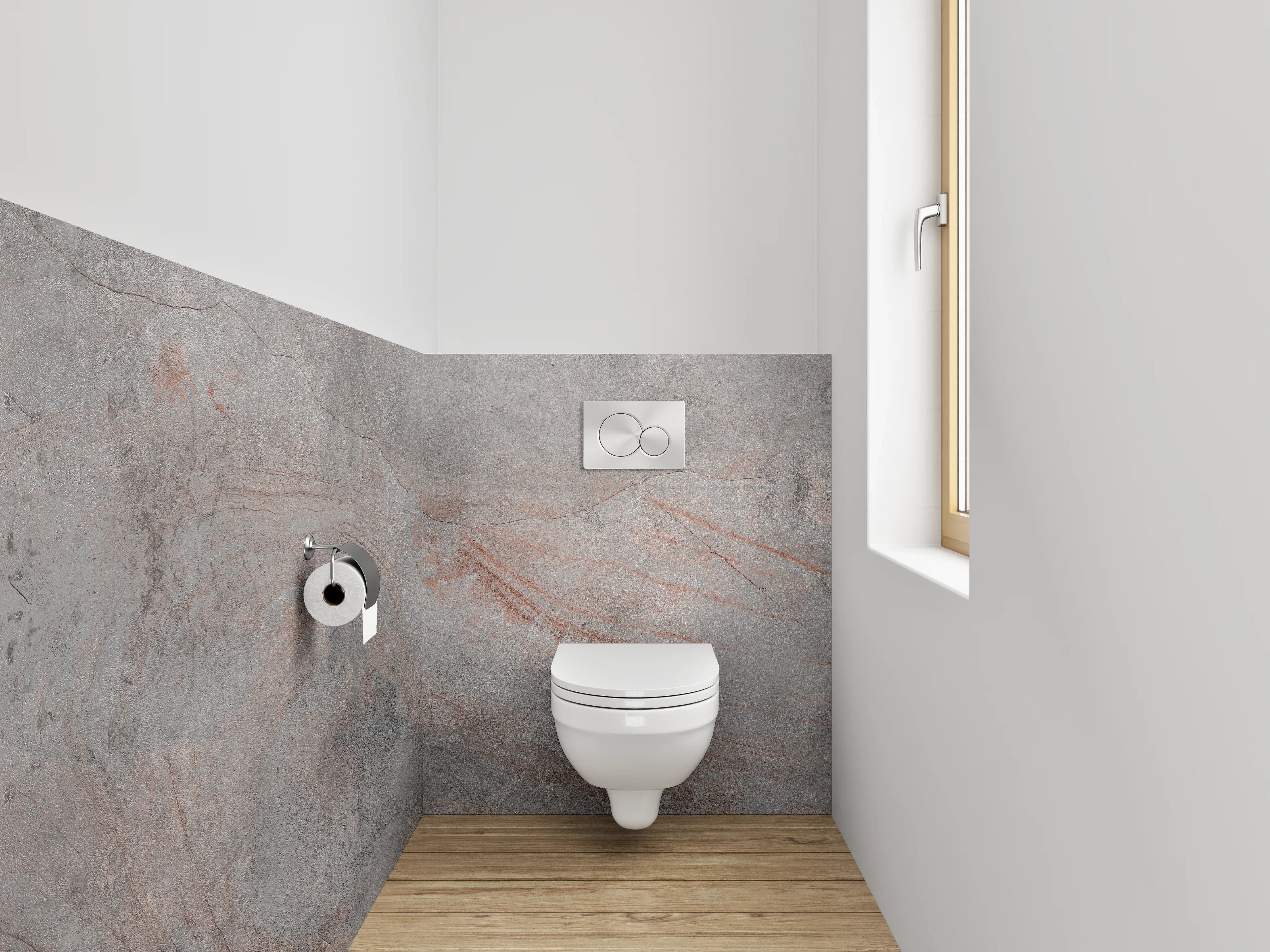 WC-Rückwand - Marmoroptik Grau-Rost Wandverkleidung