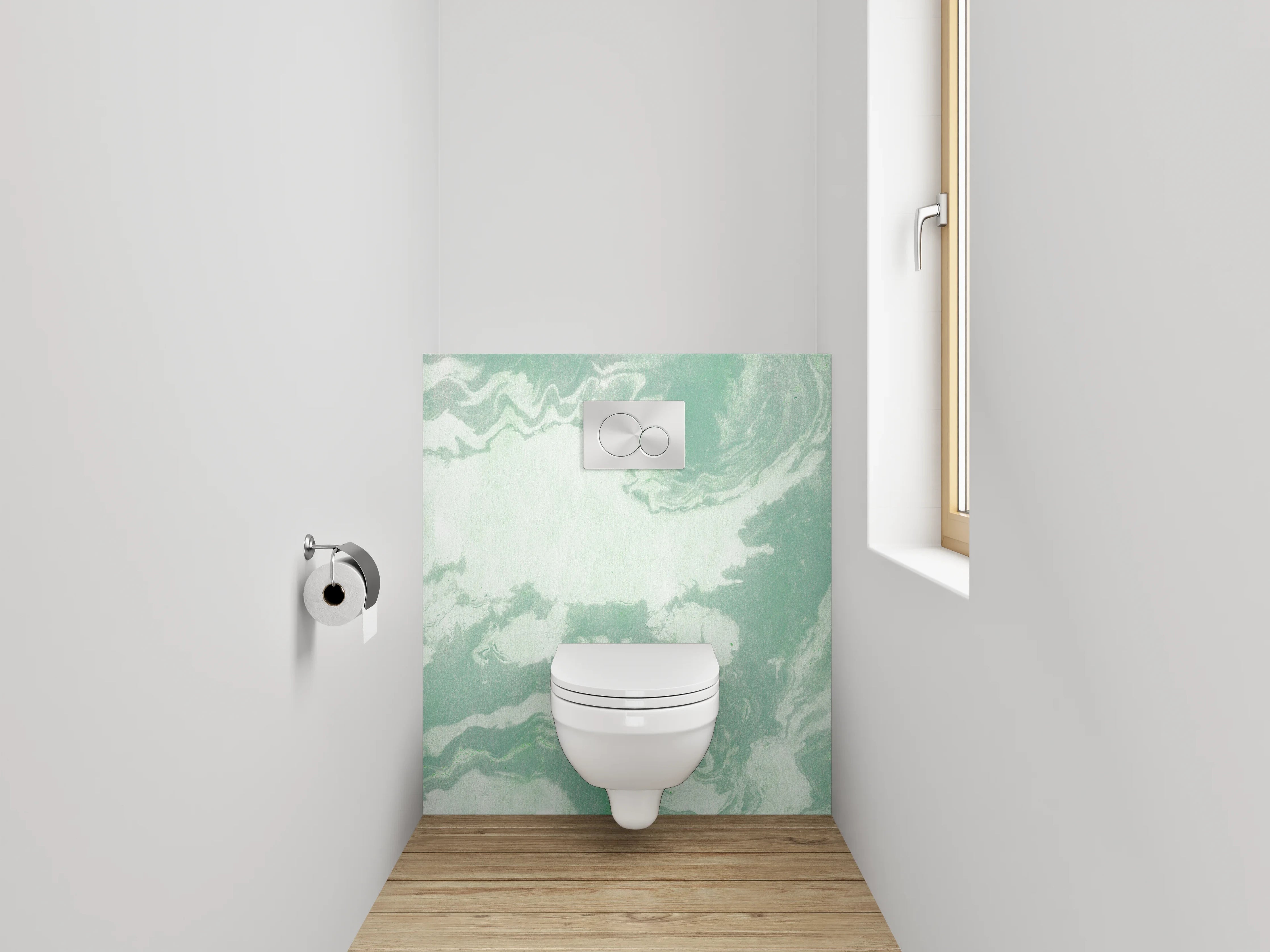 WC-Rückwand - Marmoroptik Grün Weiß Abstrakt
