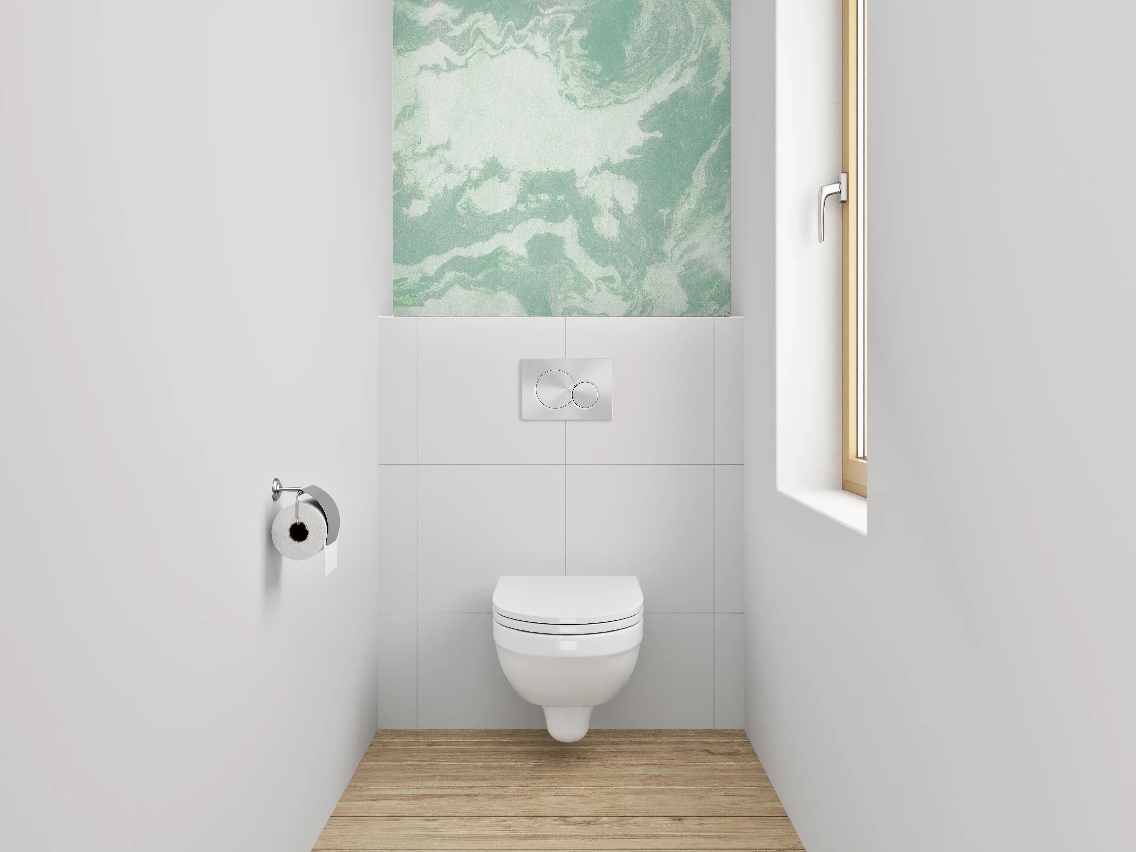 WC-Rückwand - Marmoroptik Grün Weiß Abstrakt