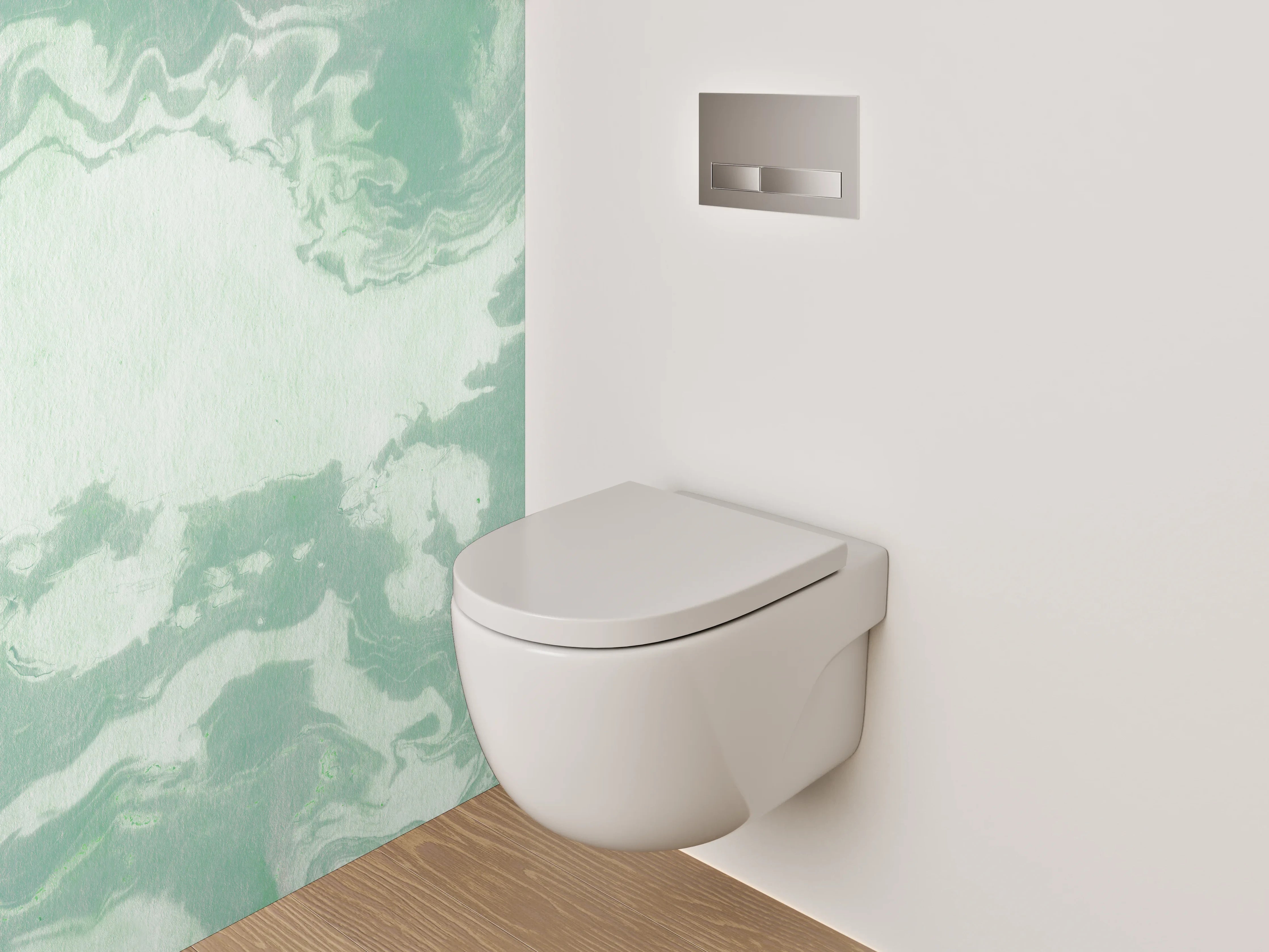 WC-Rückwand - Marmoroptik Grün Weiß Abstrakt