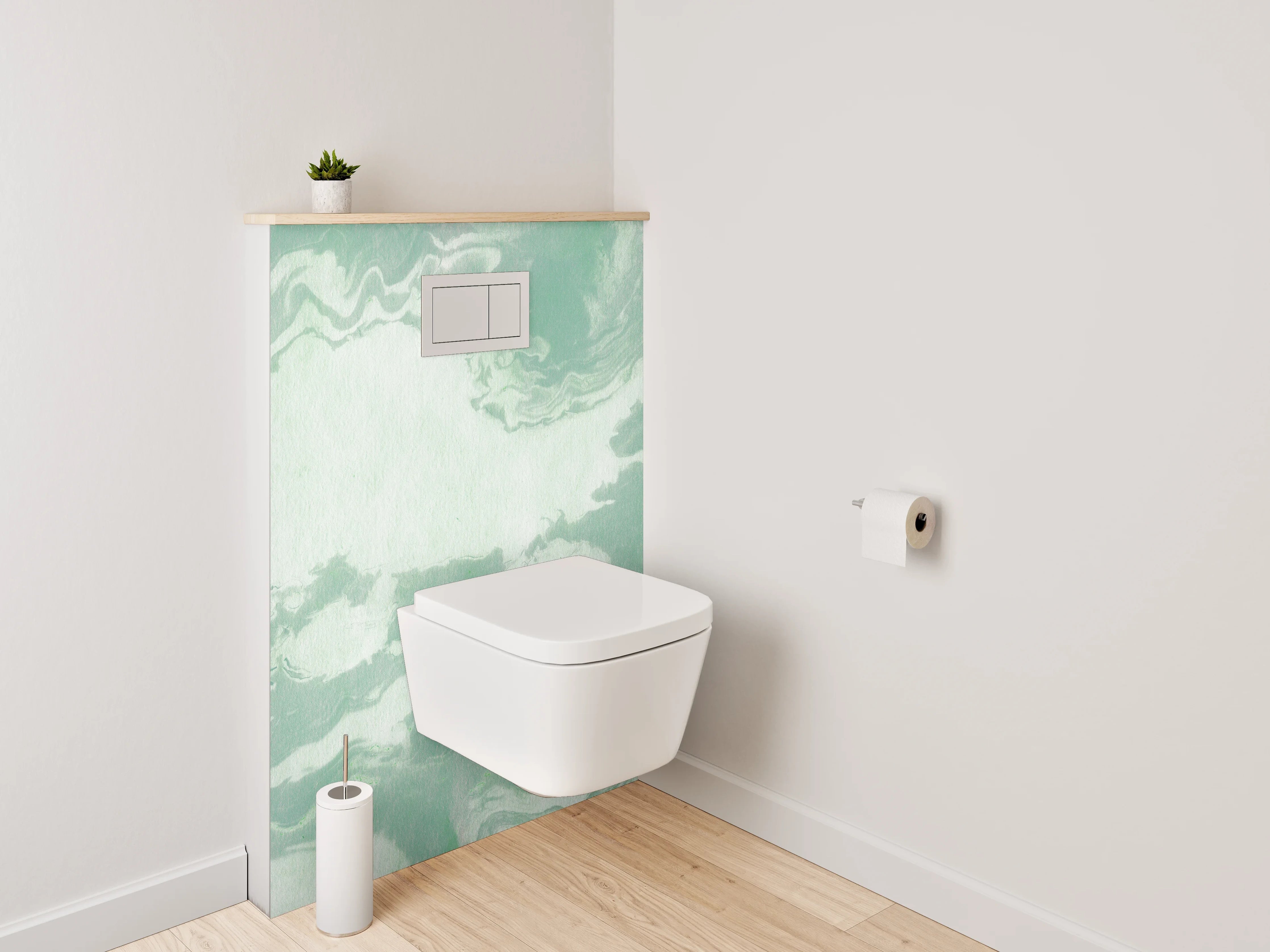 WC-Rückwand - Marmoroptik Grün Weiß Abstrakt