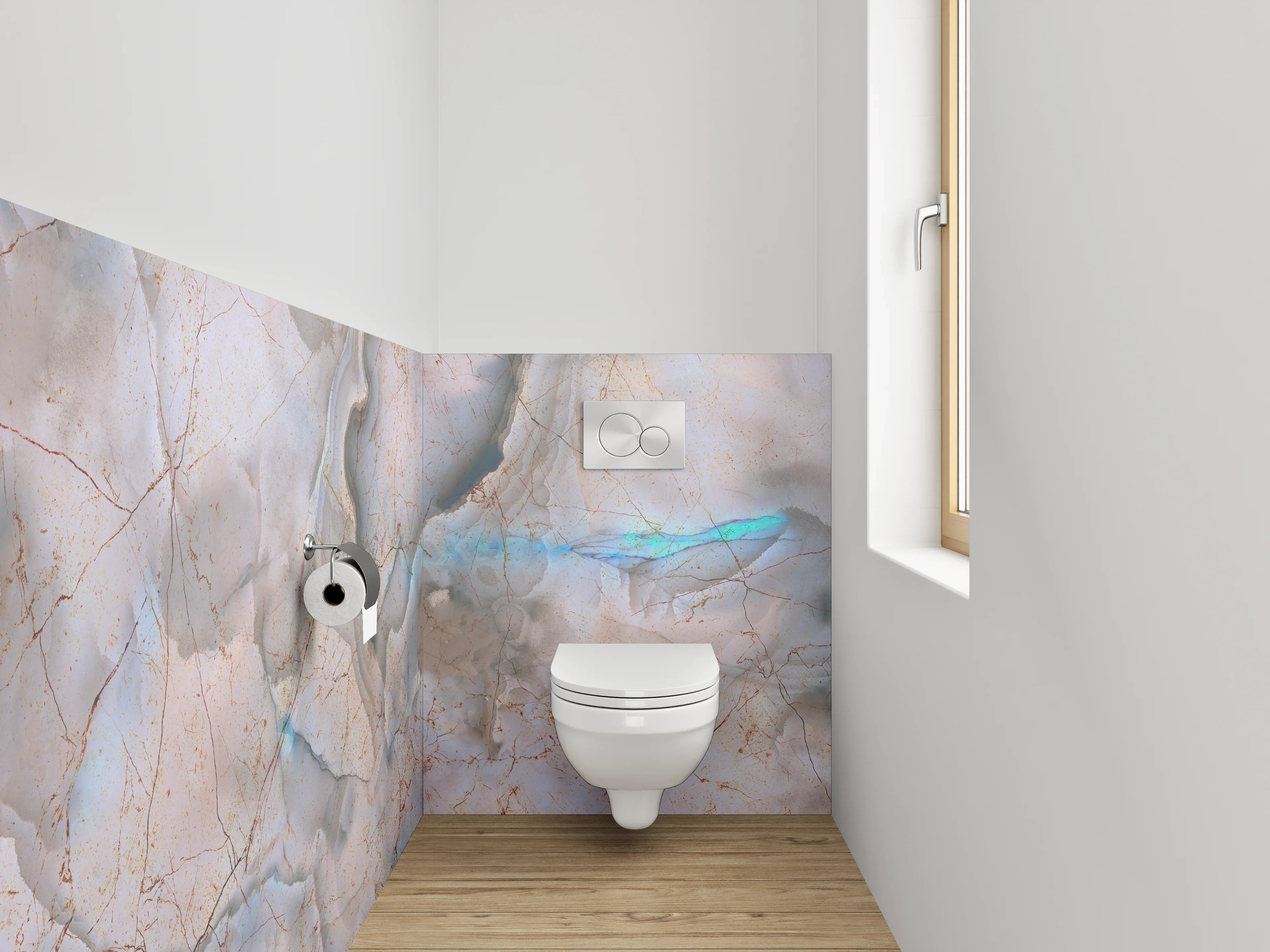 WC-Rückwand - Marmoroptik abstrakt Weiß Blau