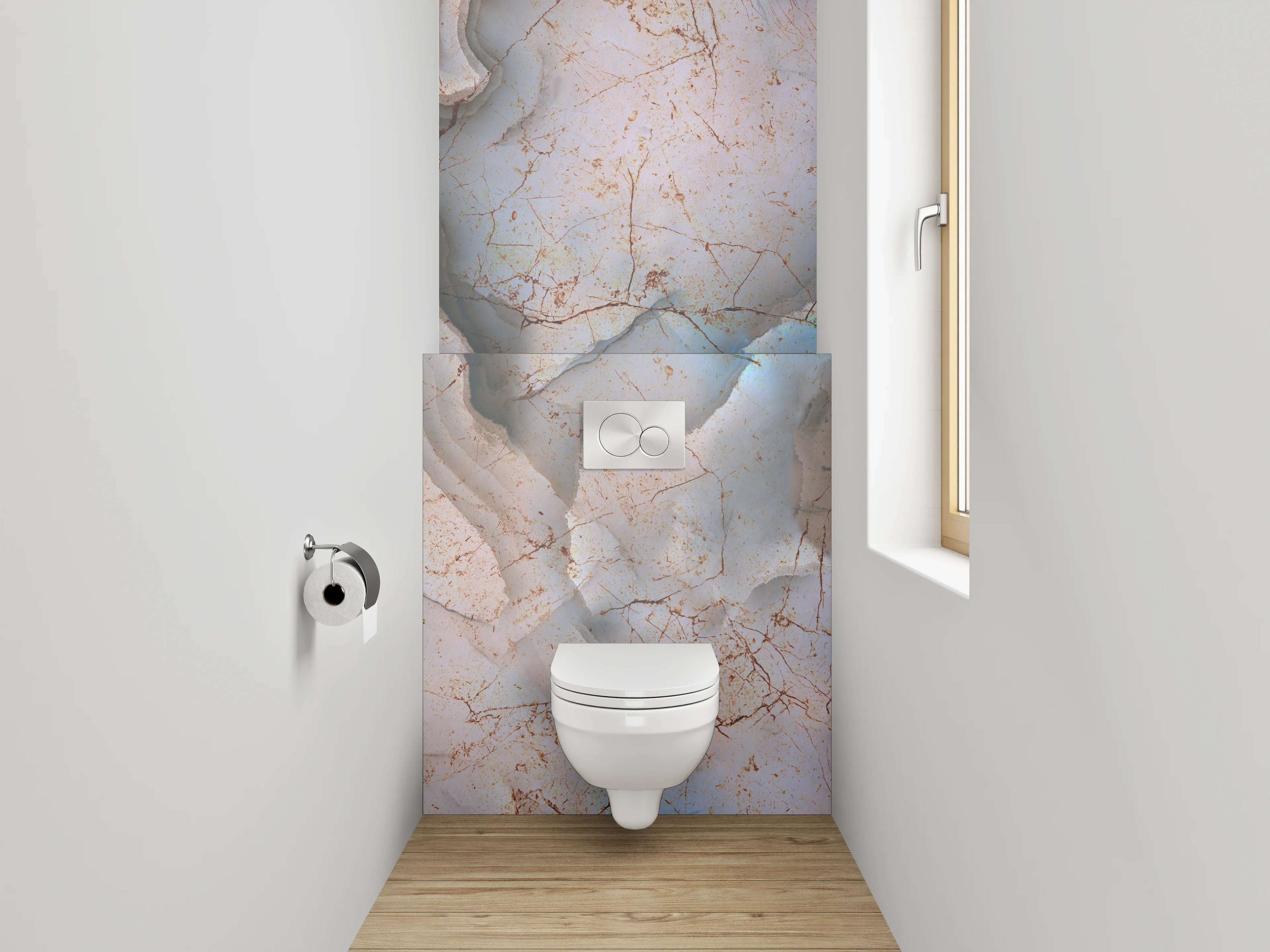 WC-Rückwand - Marmoroptik abstrakt Weiß Blau