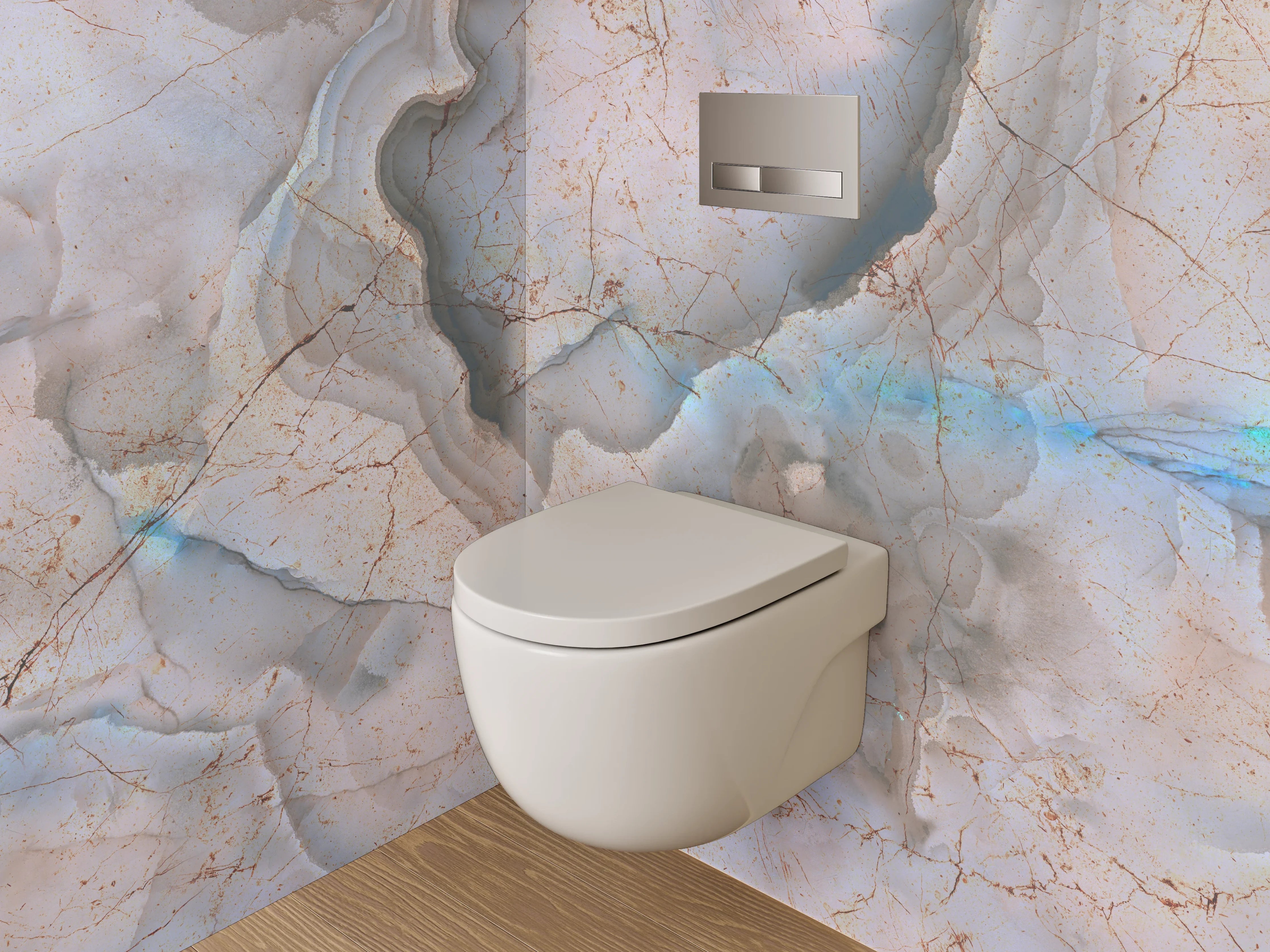 WC-Rückwand - Marmoroptik abstrakt Weiß Blau