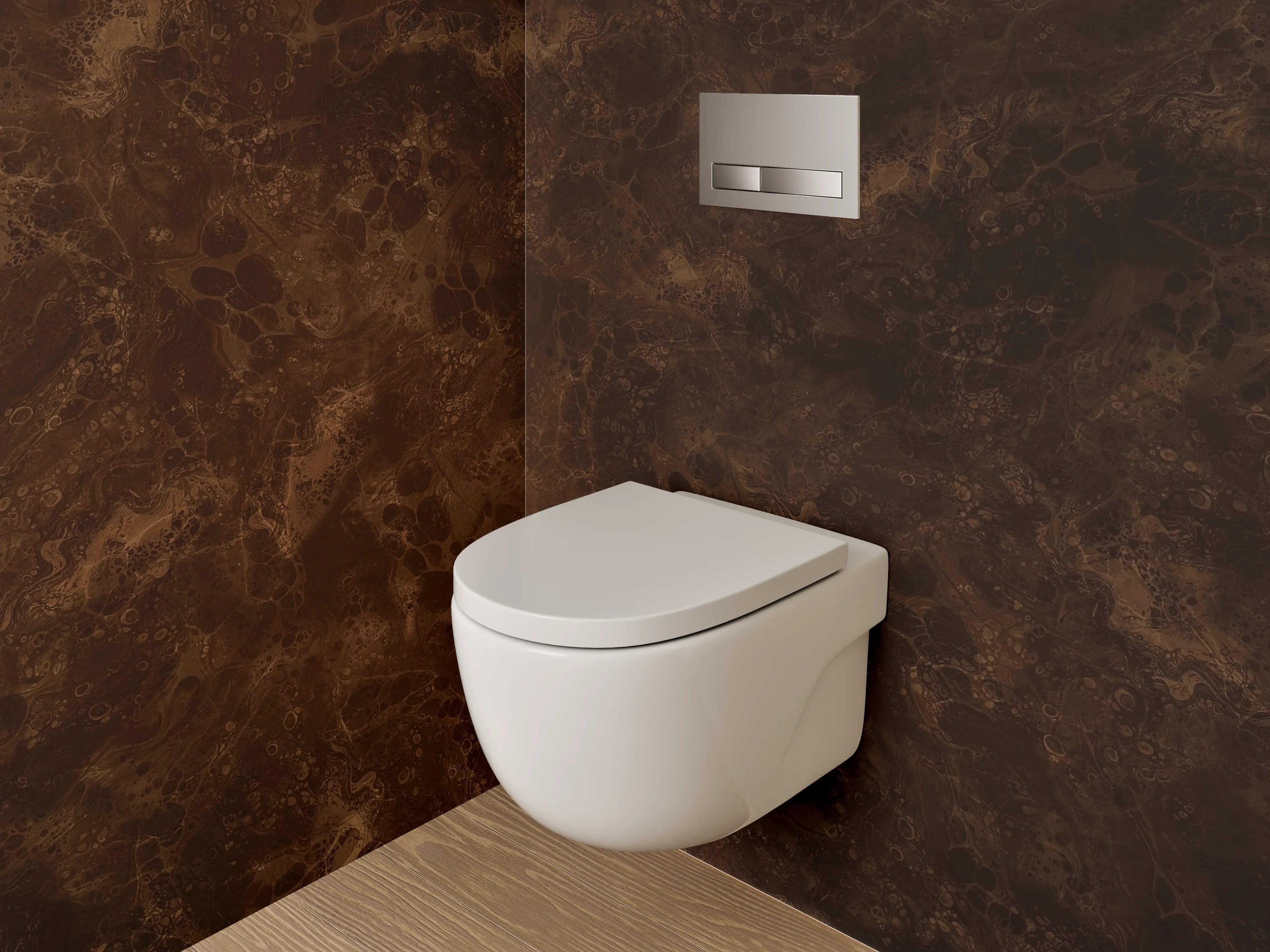 WC-Rückwand - Marmoroptik braun dunkel