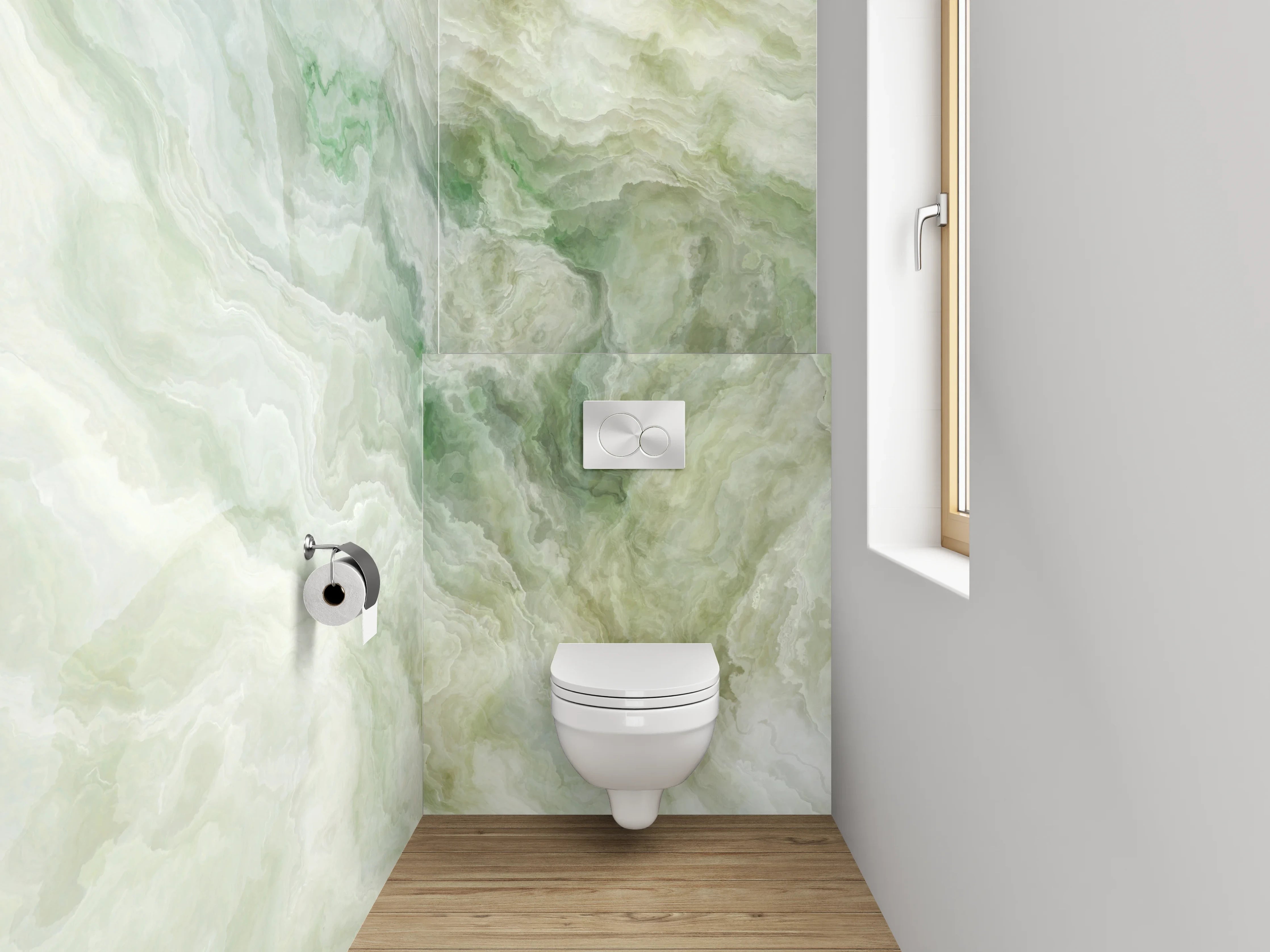 WC-Rückwand - Marmoroptik in Weiß und Grün