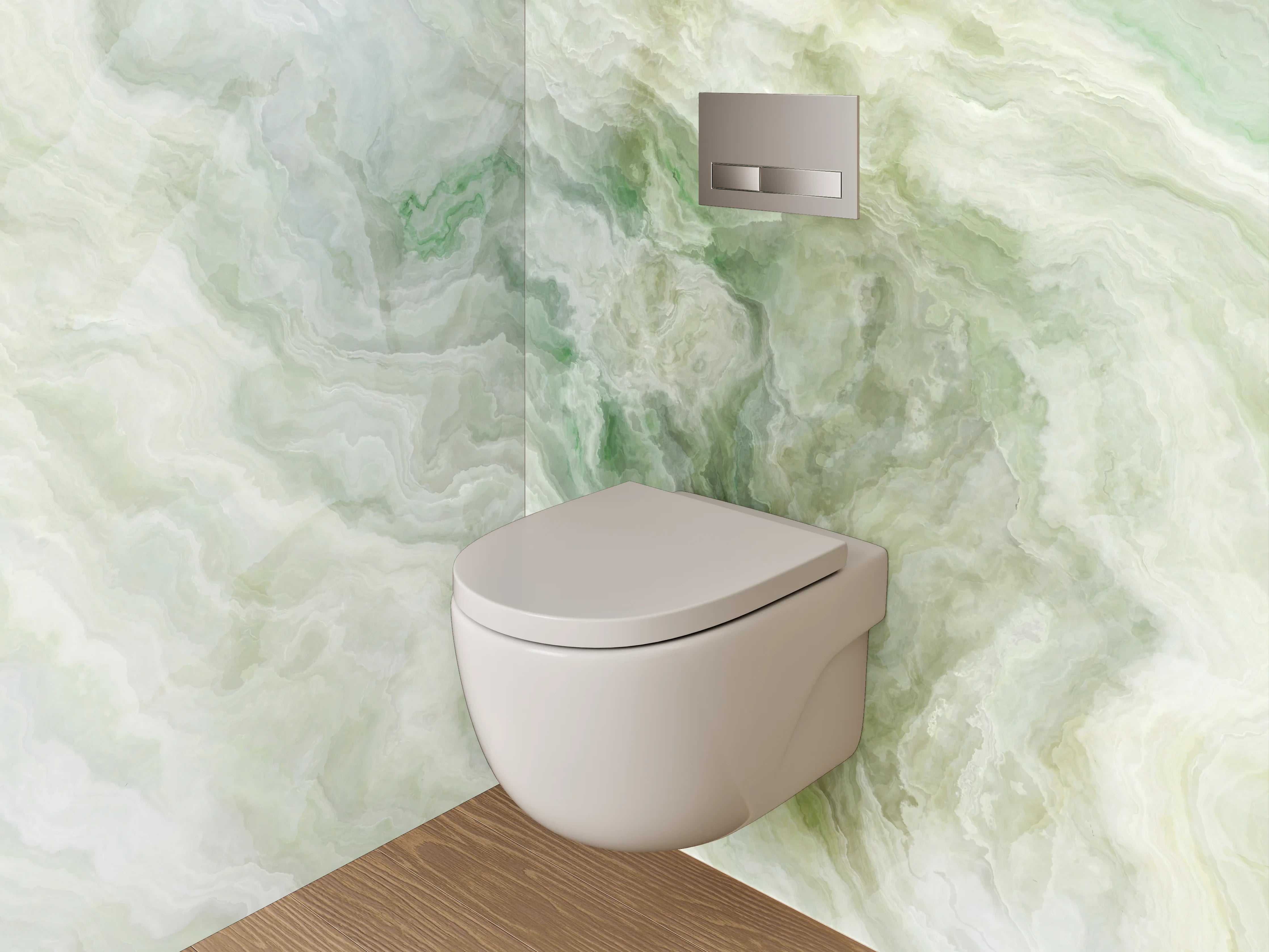 WC-Rückwand - Marmoroptik in Weiß und Grün