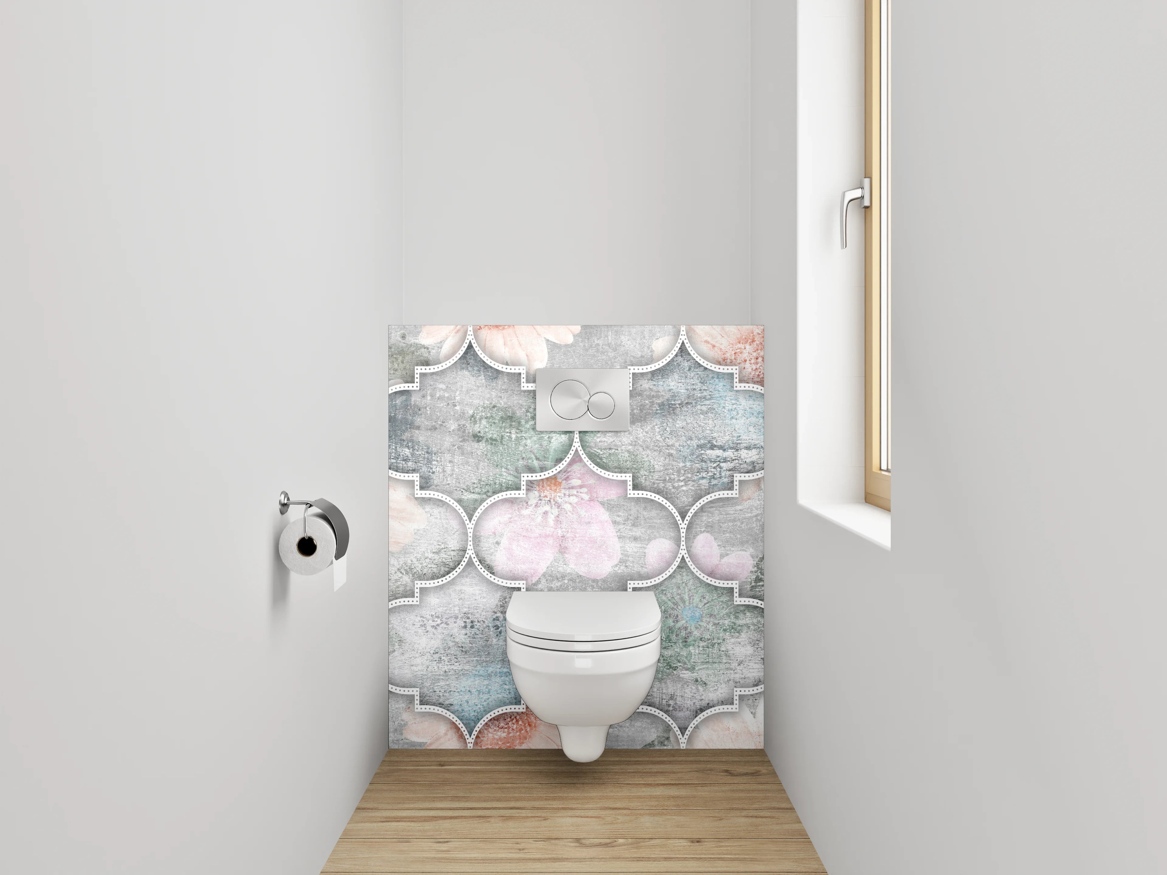 WC-Rückwand - Marokkanisches Mosaik-Fliesenmuster in Pastell