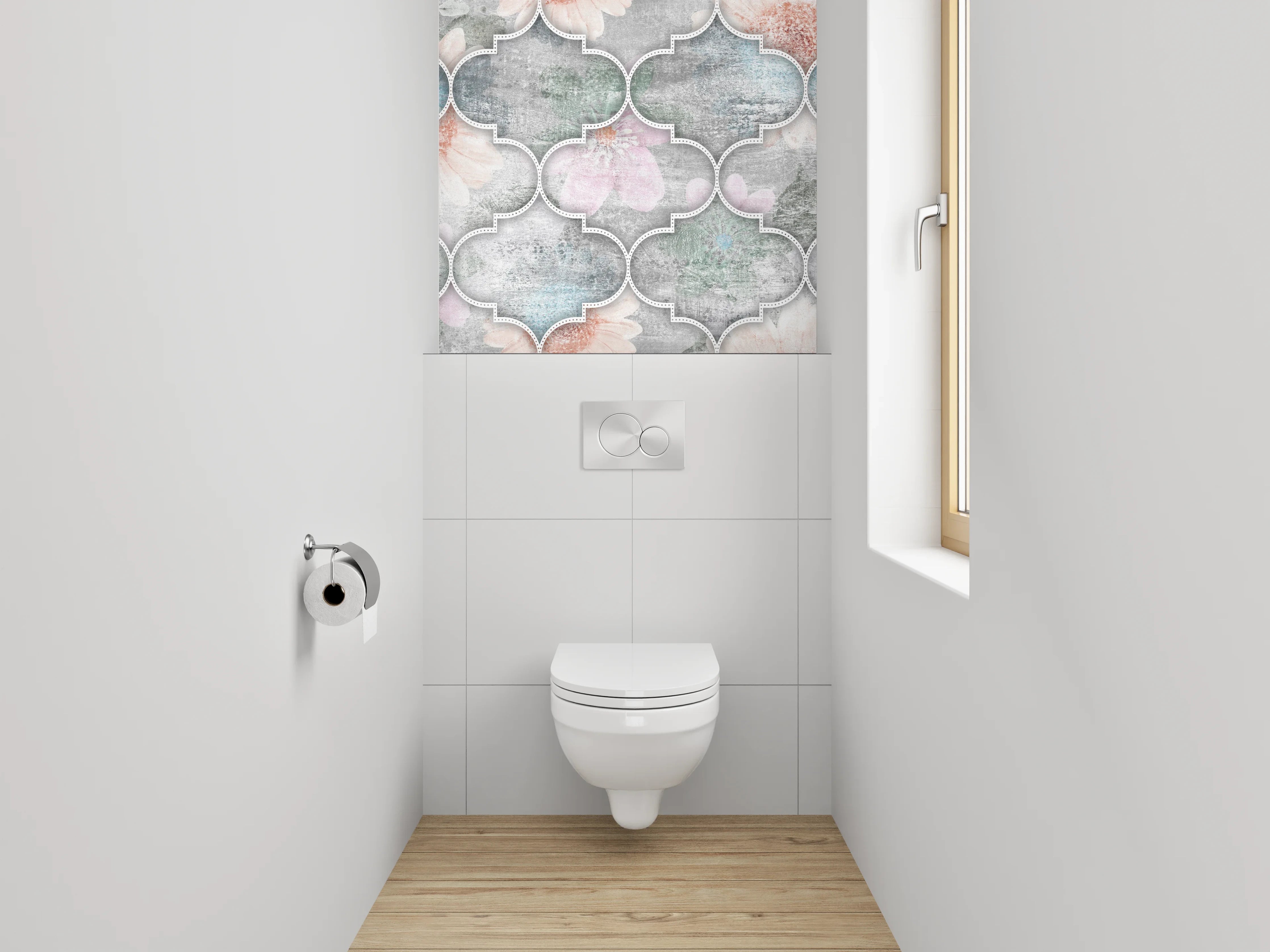 WC-Rückwand - Marokkanisches Mosaik-Fliesenmuster in Pastell